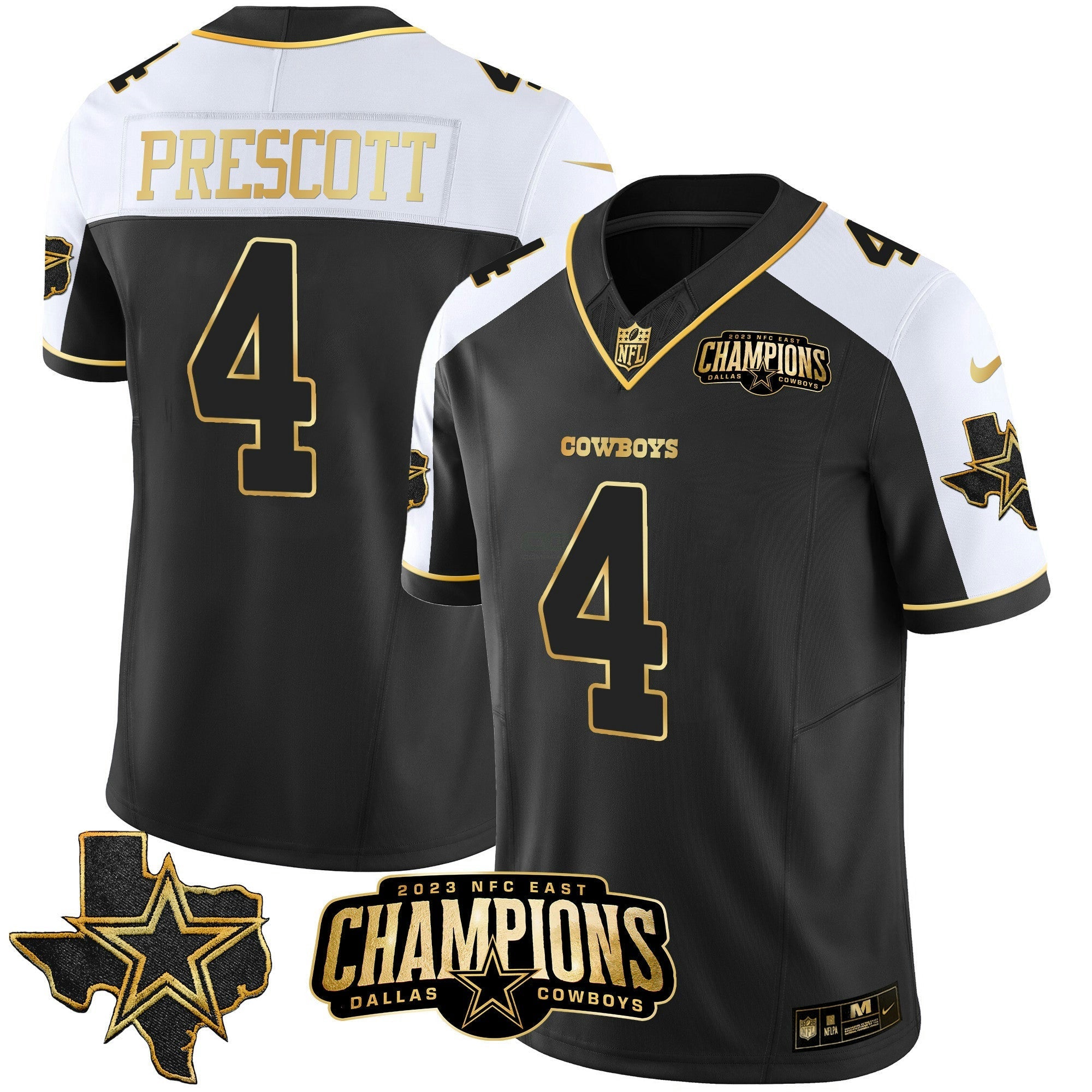 Camisa NFL Men’s 2023 NFC East Champions Patch Dourada Vapor Jersey