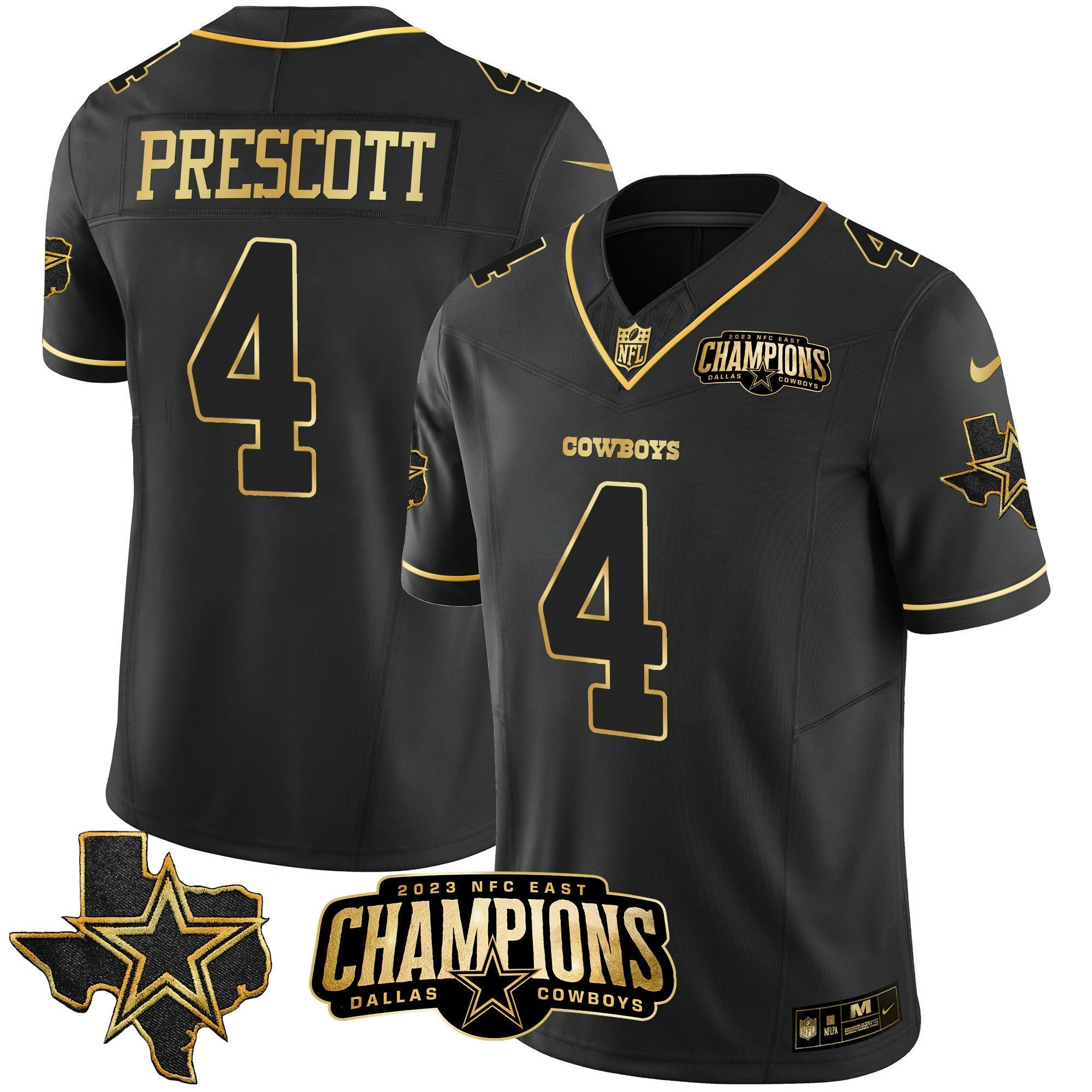 Camisa NFL Men’s 2023 NFC East Champions Patch Dourada Vapor Jersey