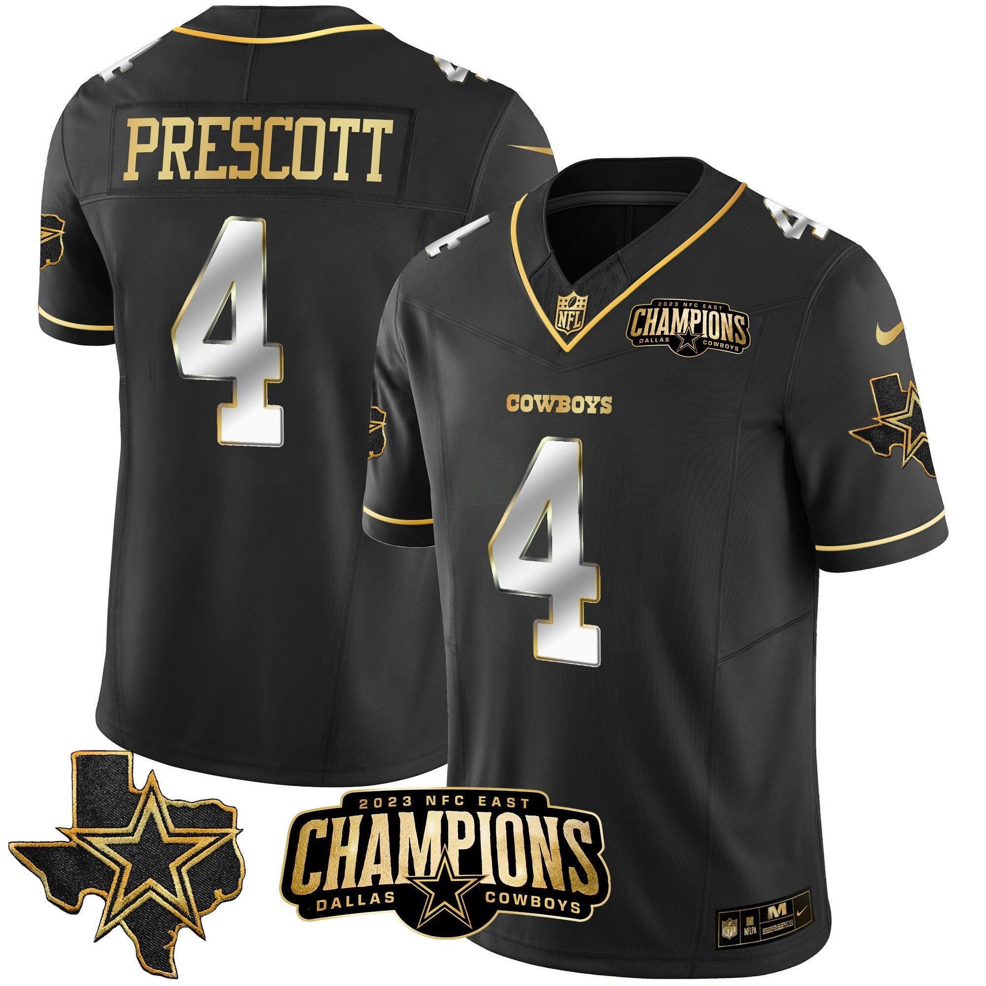Camisa NFL Men’s 2023 NFC East Champions Patch Dourada Vapor Jersey