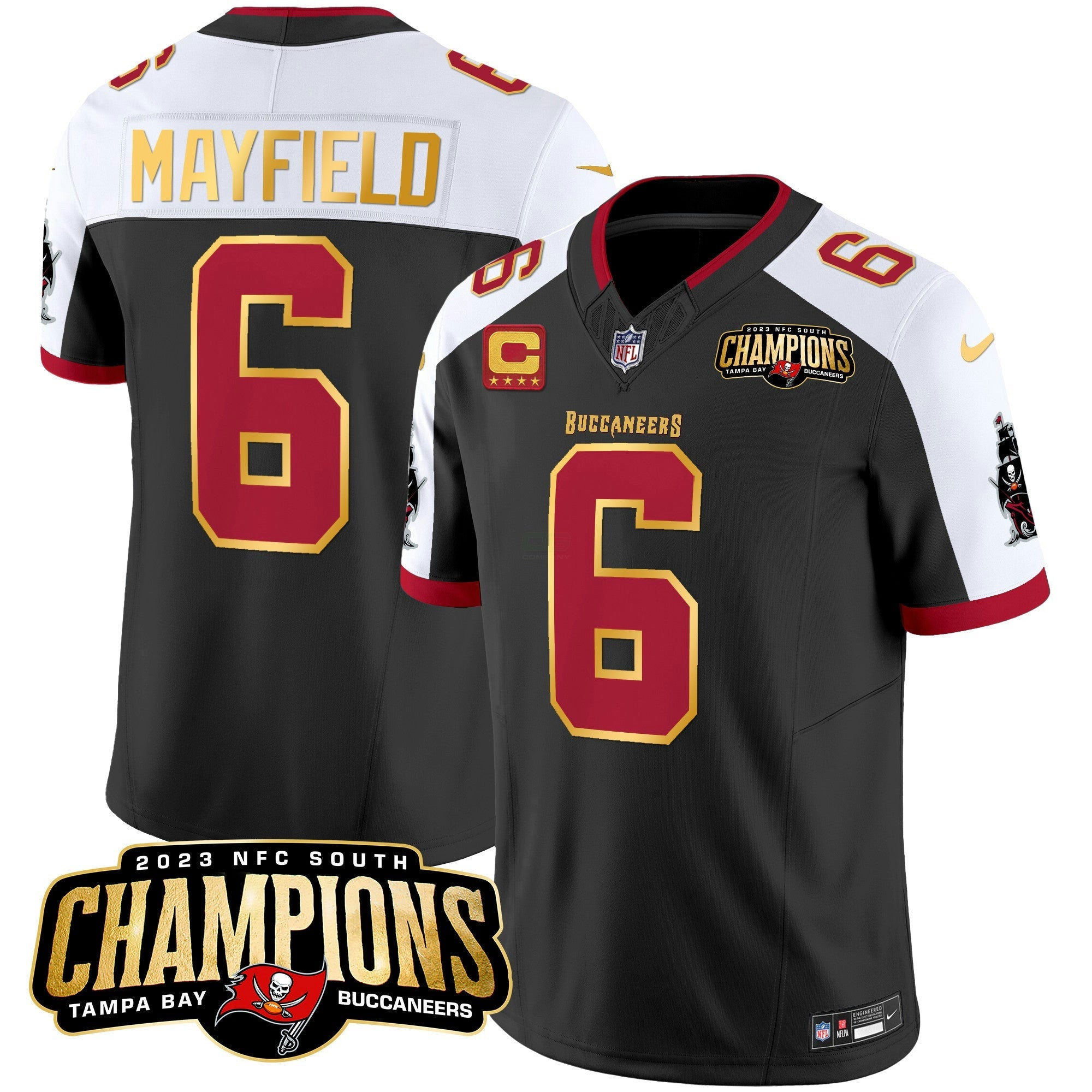 Camisa NFL Men’s 2023 NFC South Champions Patch Dourada Trim Vapor Jersey
