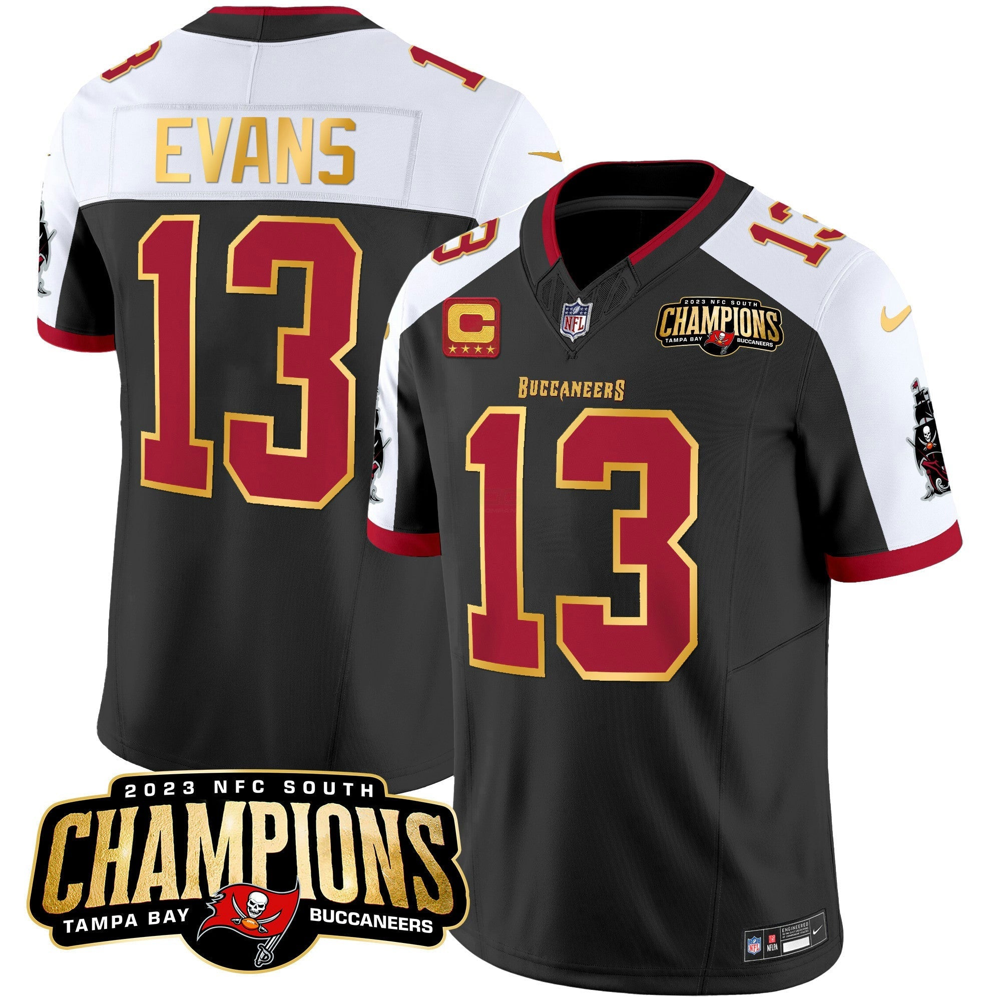 Camisa NFL Men’s 2023 NFC South Champions Patch Dourada Trim Vapor Jersey