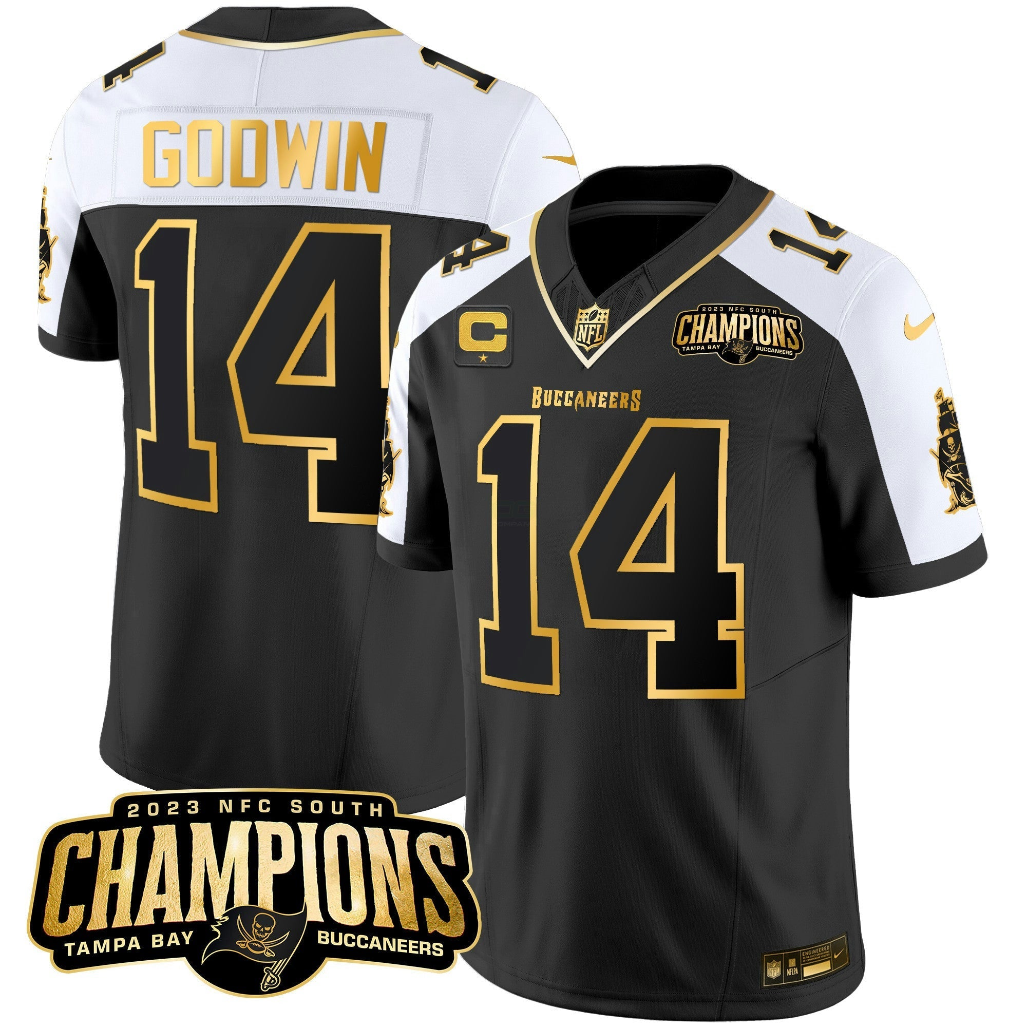Camisa NFL Men’s 2023 NFC South Champions Patch Dourada Vapor Jersey