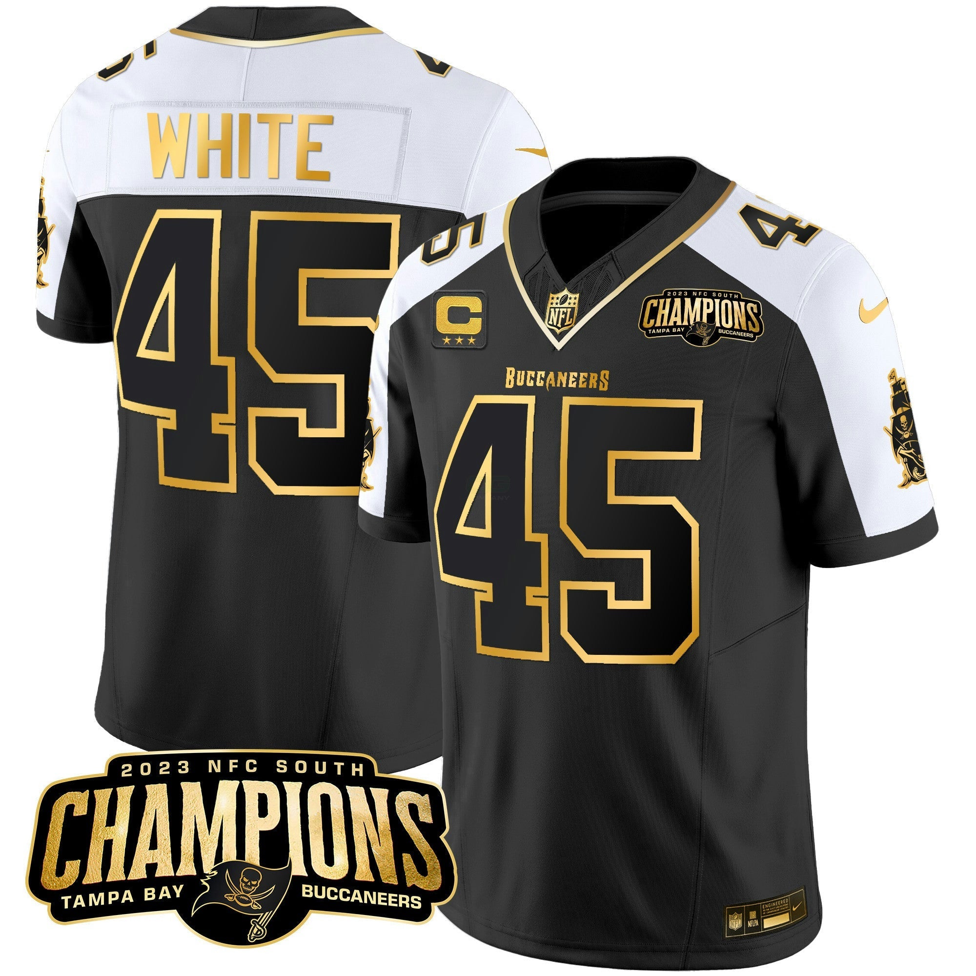 Camisa NFL Men’s 2023 NFC South Champions Patch Dourada Vapor Jersey