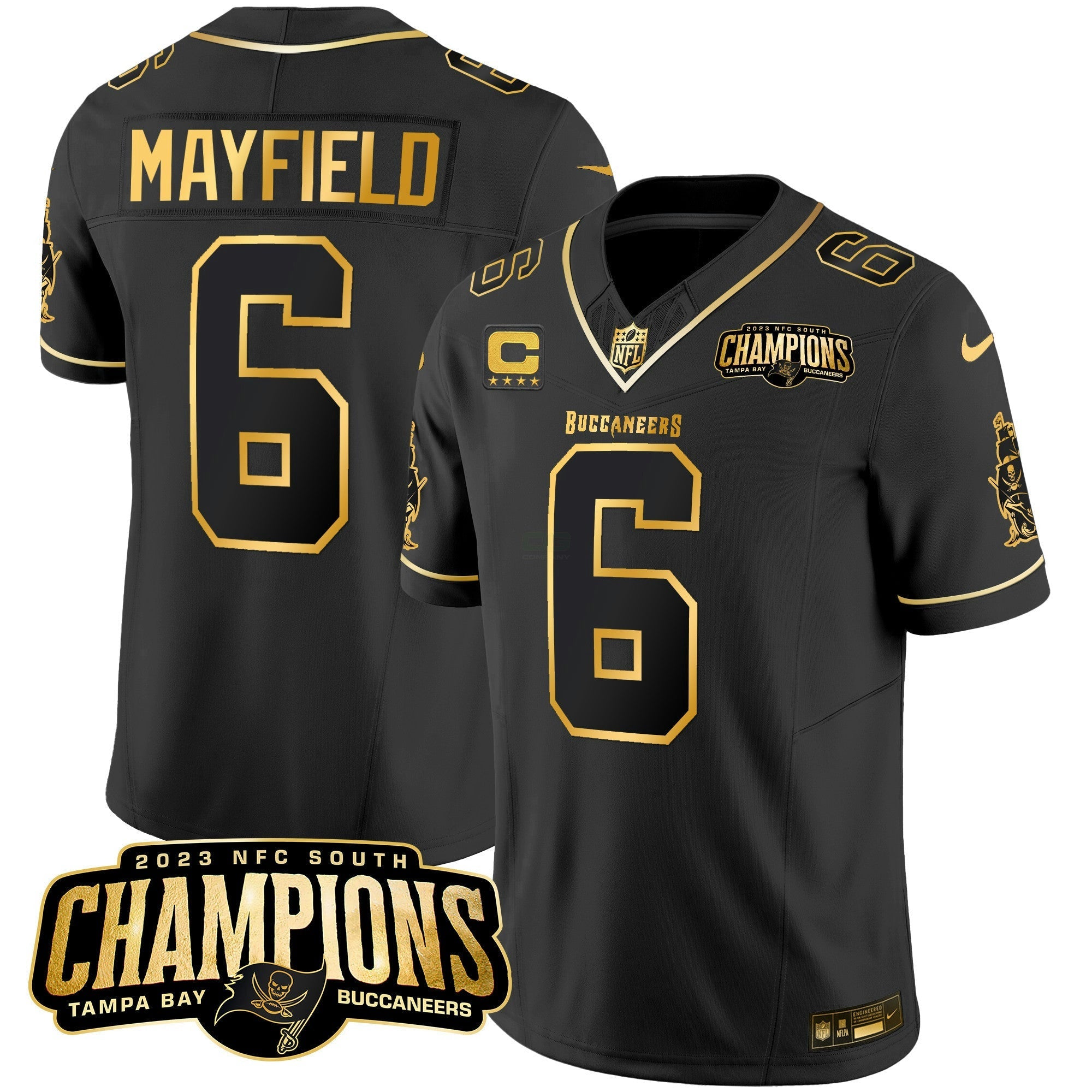 Camisa NFL Men’s 2023 NFC South Champions Patch Dourada Vapor Jersey