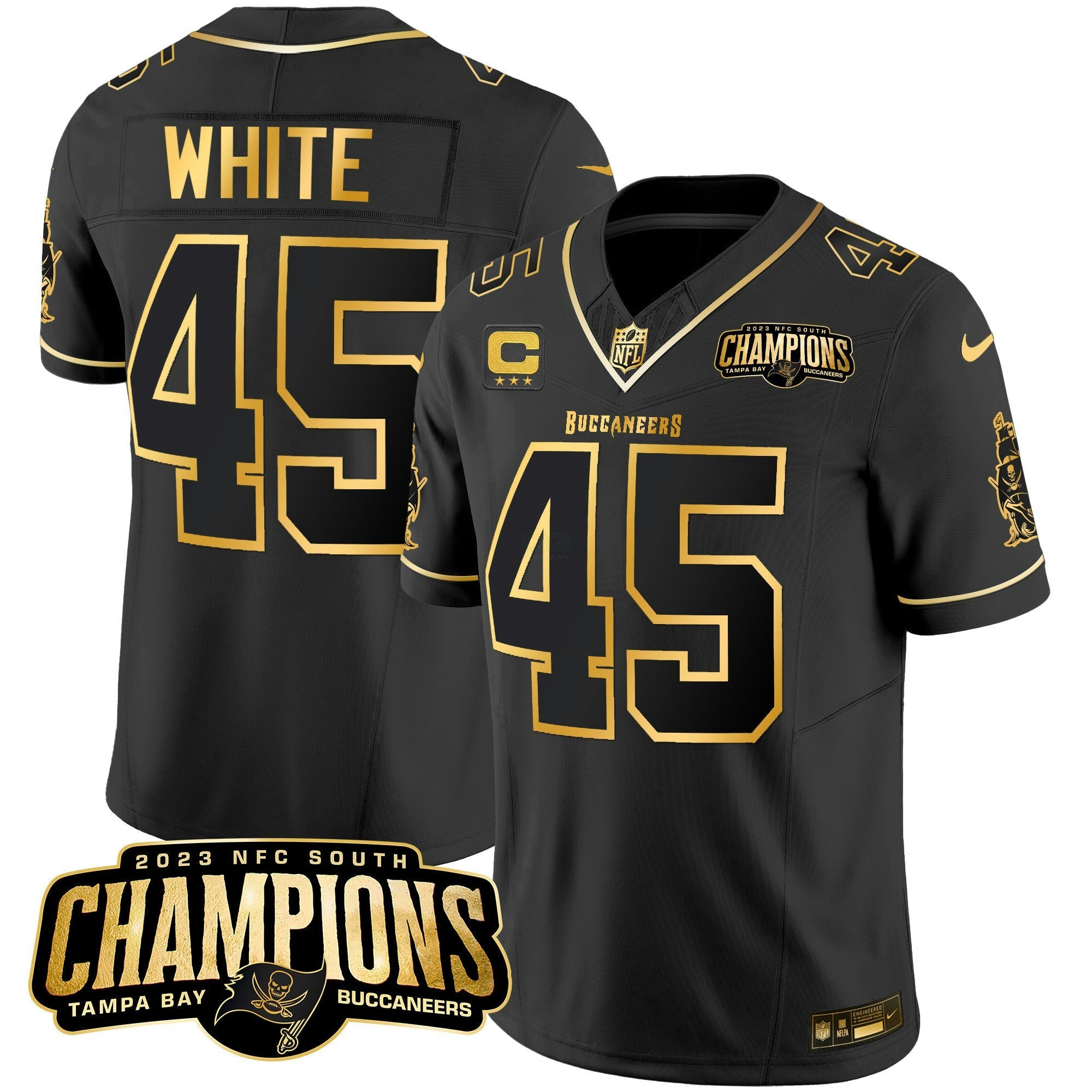 Camisa NFL Men’s 2023 NFC South Champions Patch Dourada Vapor Jersey