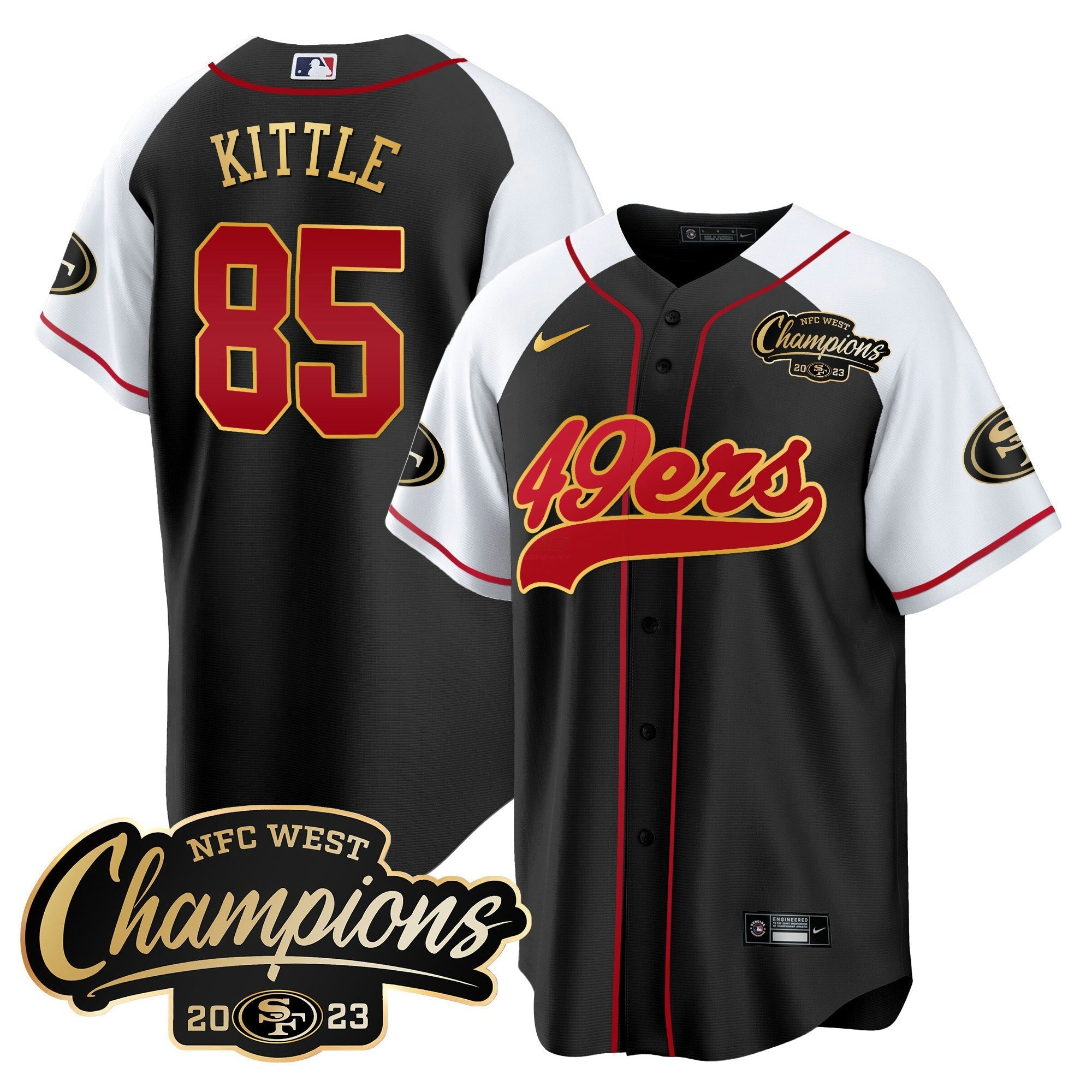 Camisa NFL Men’s 2023 NFC West Champions Baseball Gold Trim Jersey