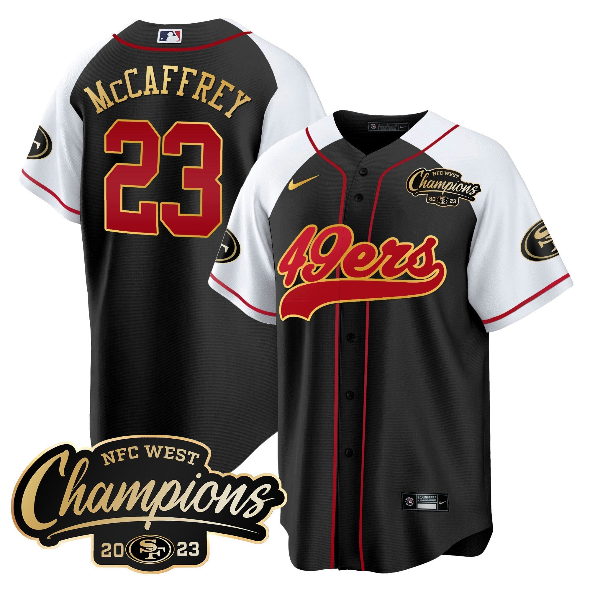Camisa NFL Men’s 2023 NFC West Champions Baseball Gold Trim Jersey