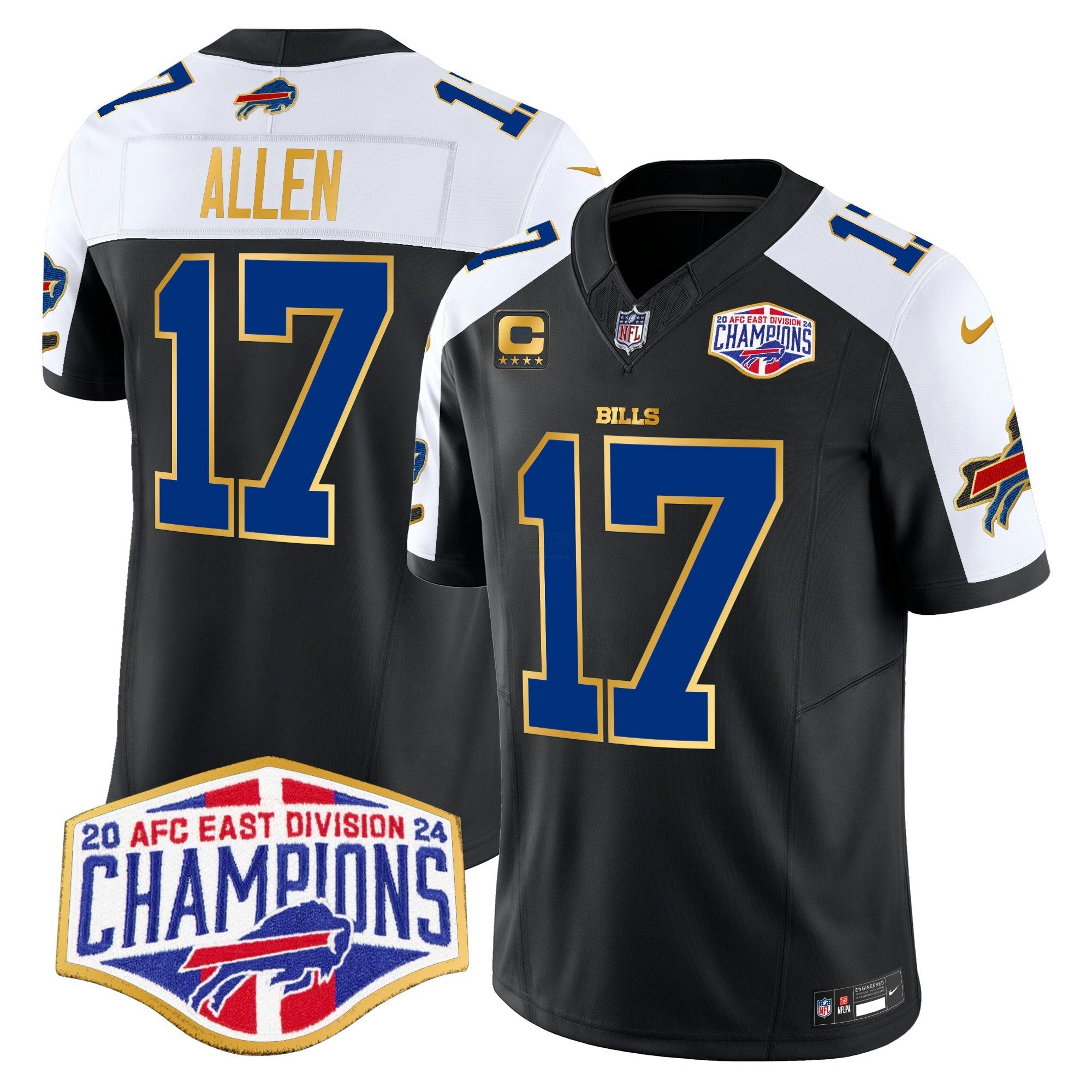 Camisa NFL Men’s 2024 AFC East Division Champions Dourada Trim Vapor Limited Jersey