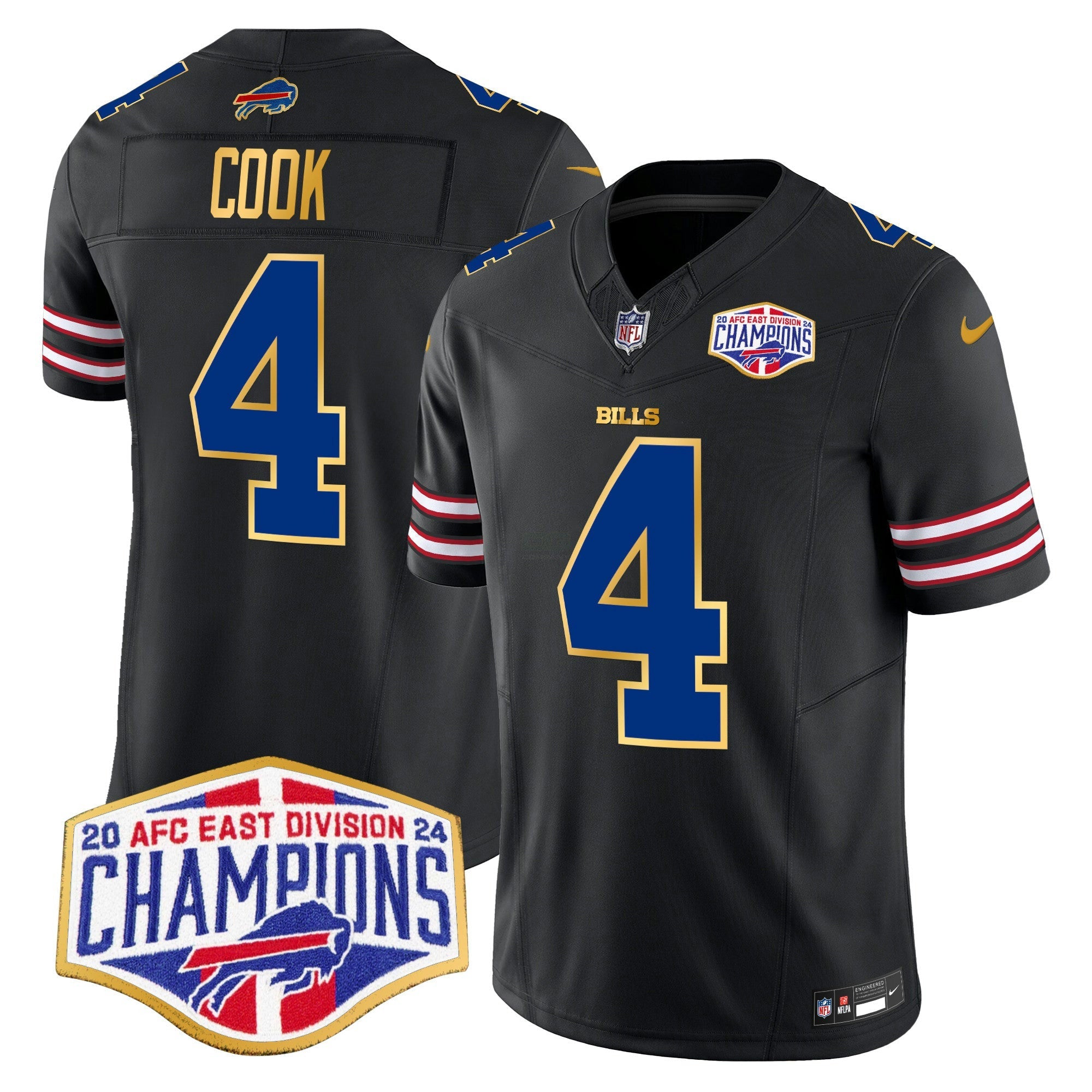 Camisa NFL Men’s 2024 AFC East Division Champions Dourada Trim Vapor Limited Jersey
