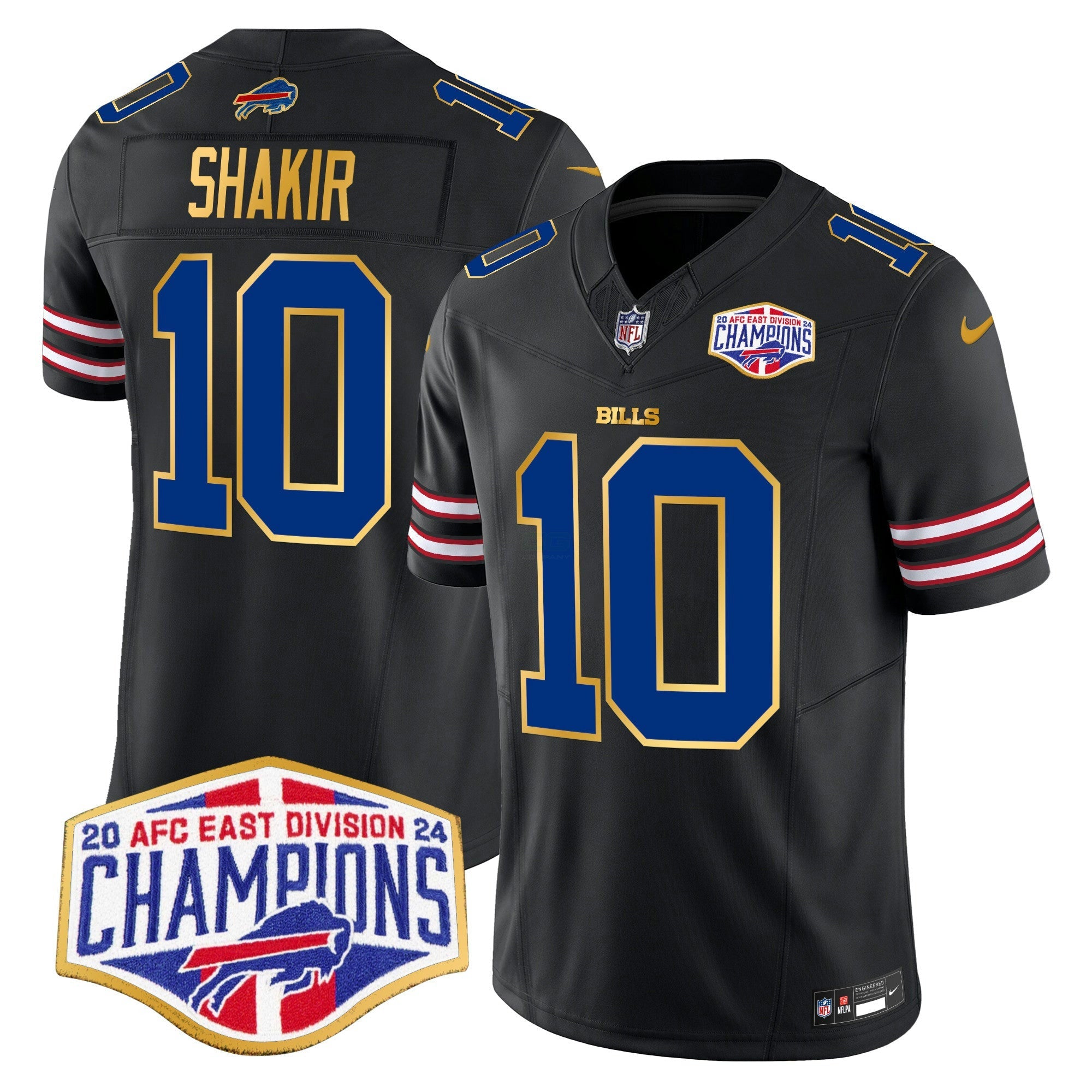 Camisa NFL Men’s 2024 AFC East Division Champions Dourada Trim Vapor Limited Jersey