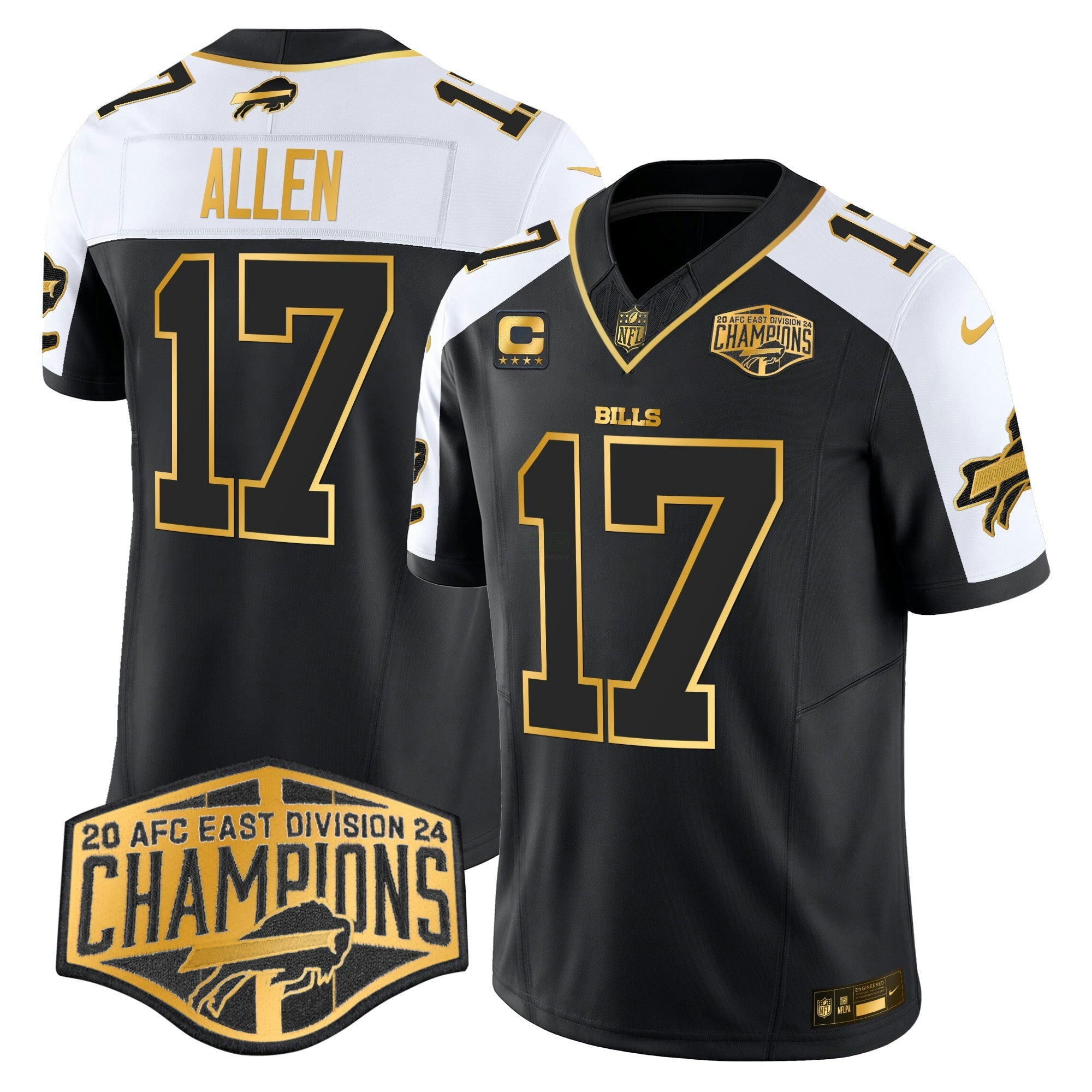 Camisa NFL Men’s 2024 AFC East Division Champions Dourada Vapor Limited Jersey
