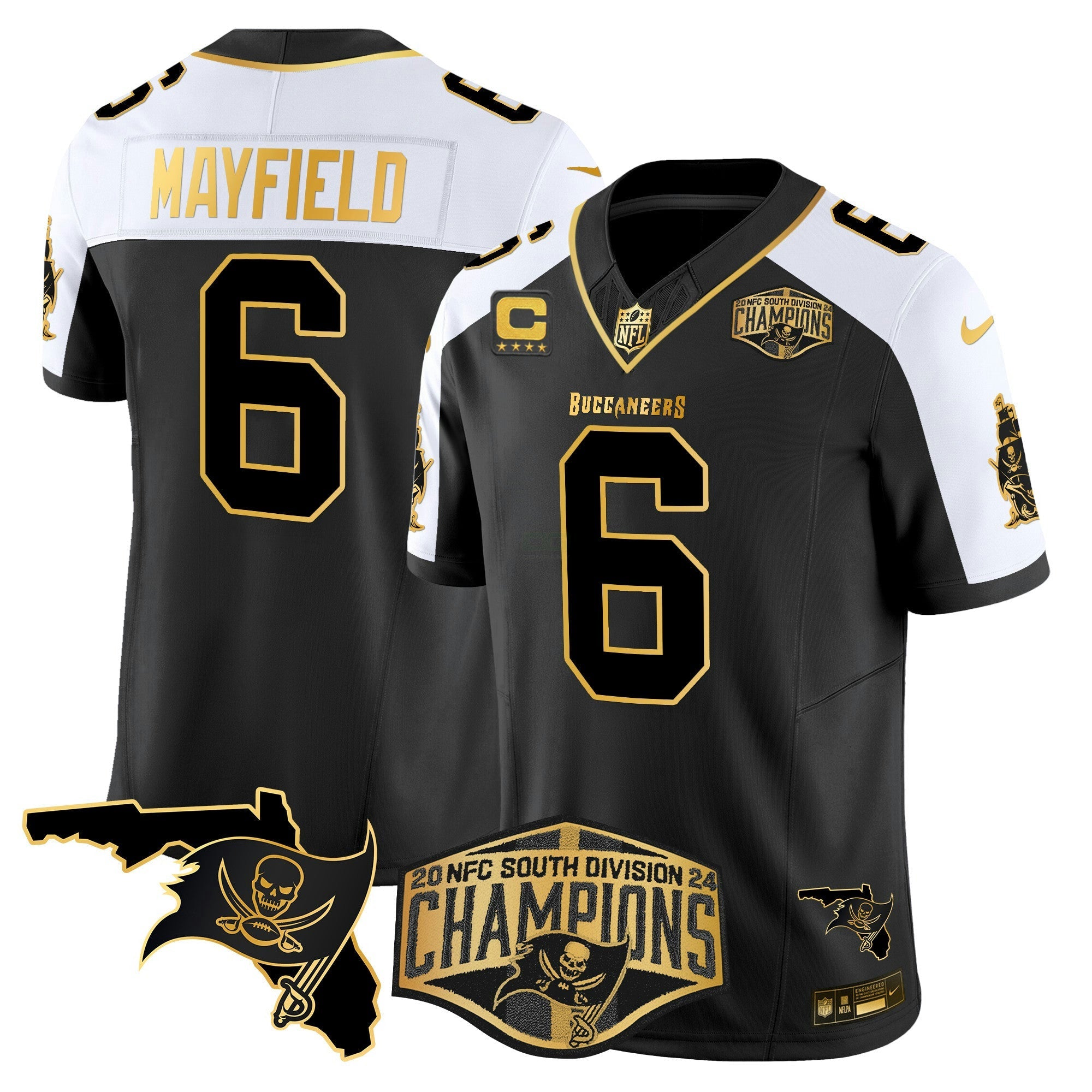 Camisa NFL Men’s 2024 NFC South Division Champions Patch Dourada Vapor Limited Jersey