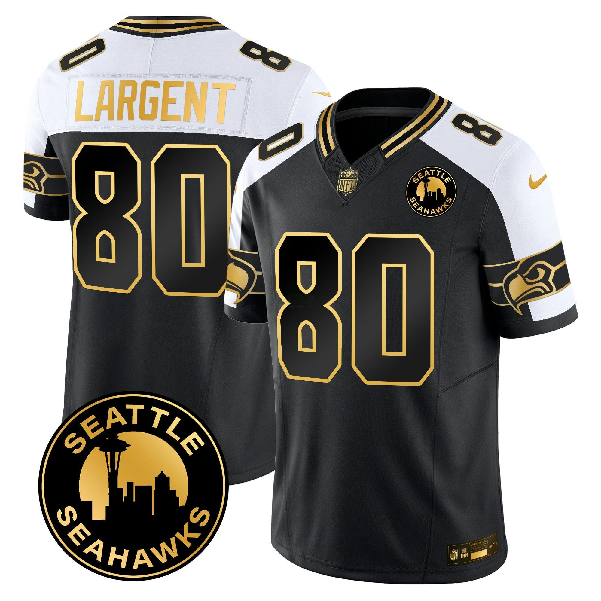 Camisa NFL Men’s 2025 Seattle City Patch Dourada Vapor Limited Jersey