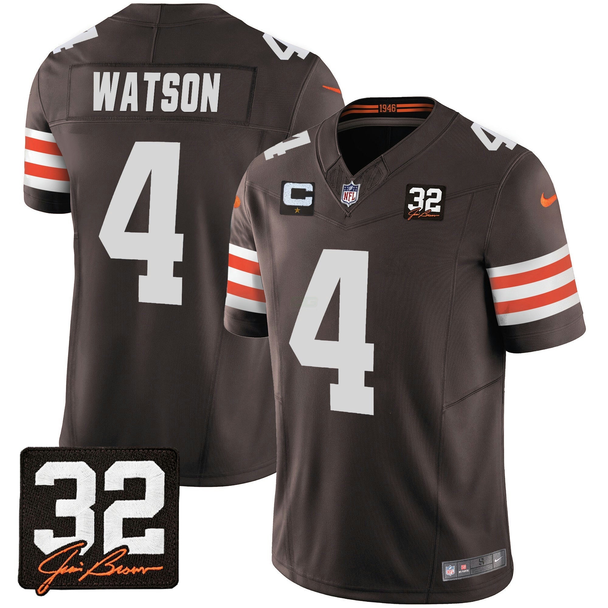 Camisa NFL Men’s #32 Jim Brown Memorial Patch Jersey