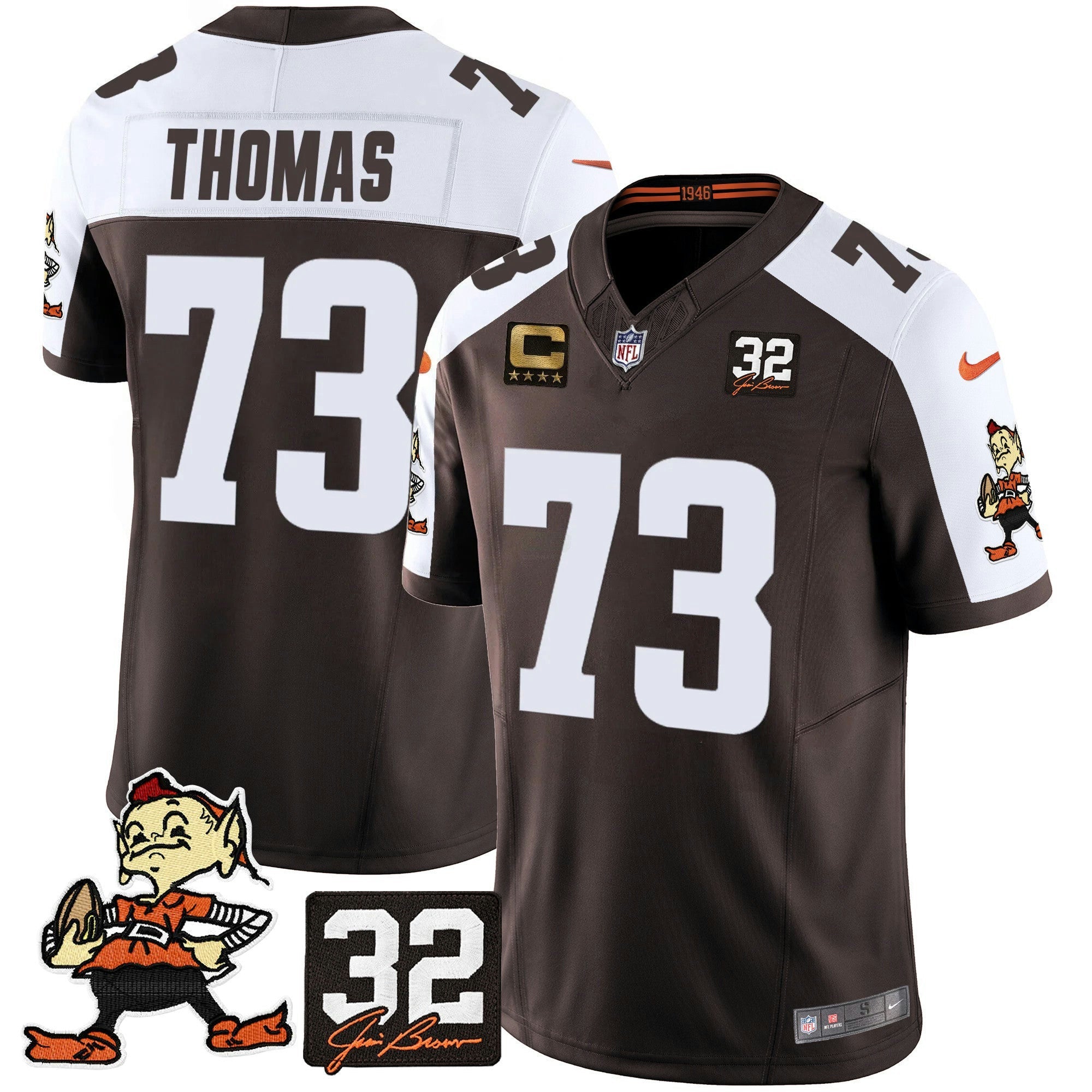 Camisa NFL Men’s #32 Jim Brown Memorial Patch Vapor Limited Jersey V2