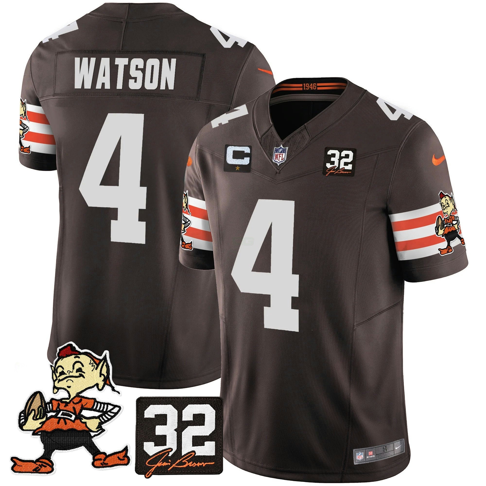 Camisa NFL Men’s #32 Jim Brown Memorial Patch Vapor Limited Jersey V2