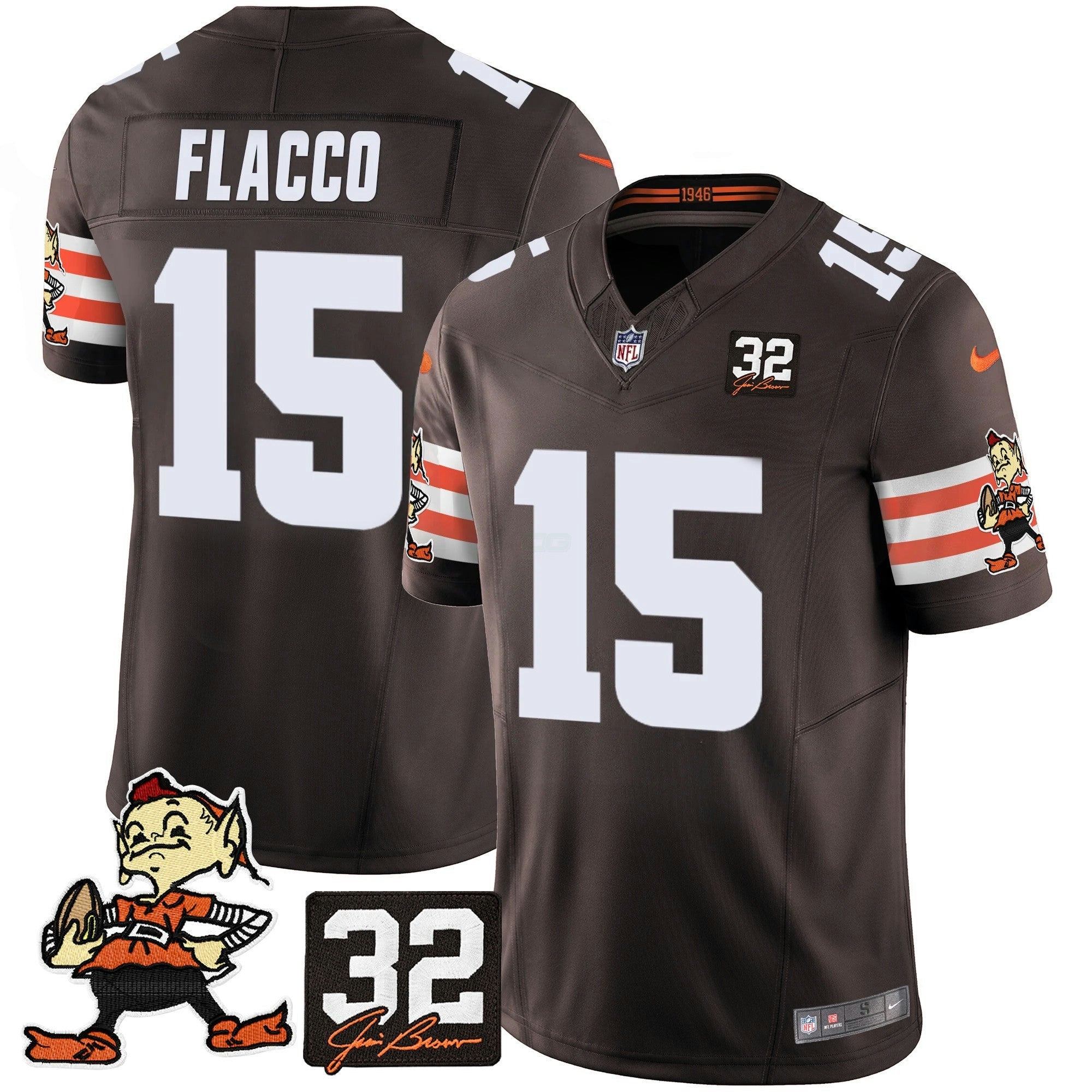 Camisa NFL Men’s #32 Jim Brown Memorial Patch Vapor Limited Jersey V2