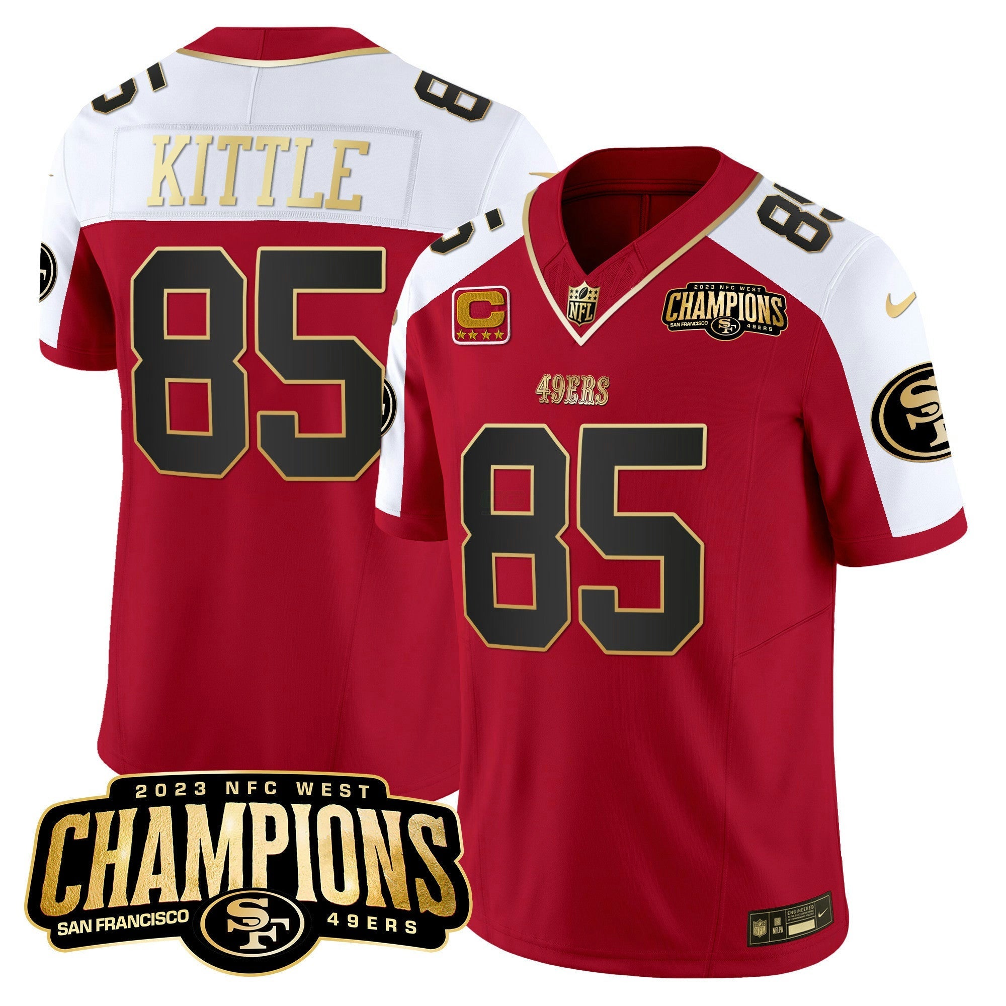 Camisa NFL Men’s 49ers 2023 NFC West Champions Patch Vapor Jersey V2