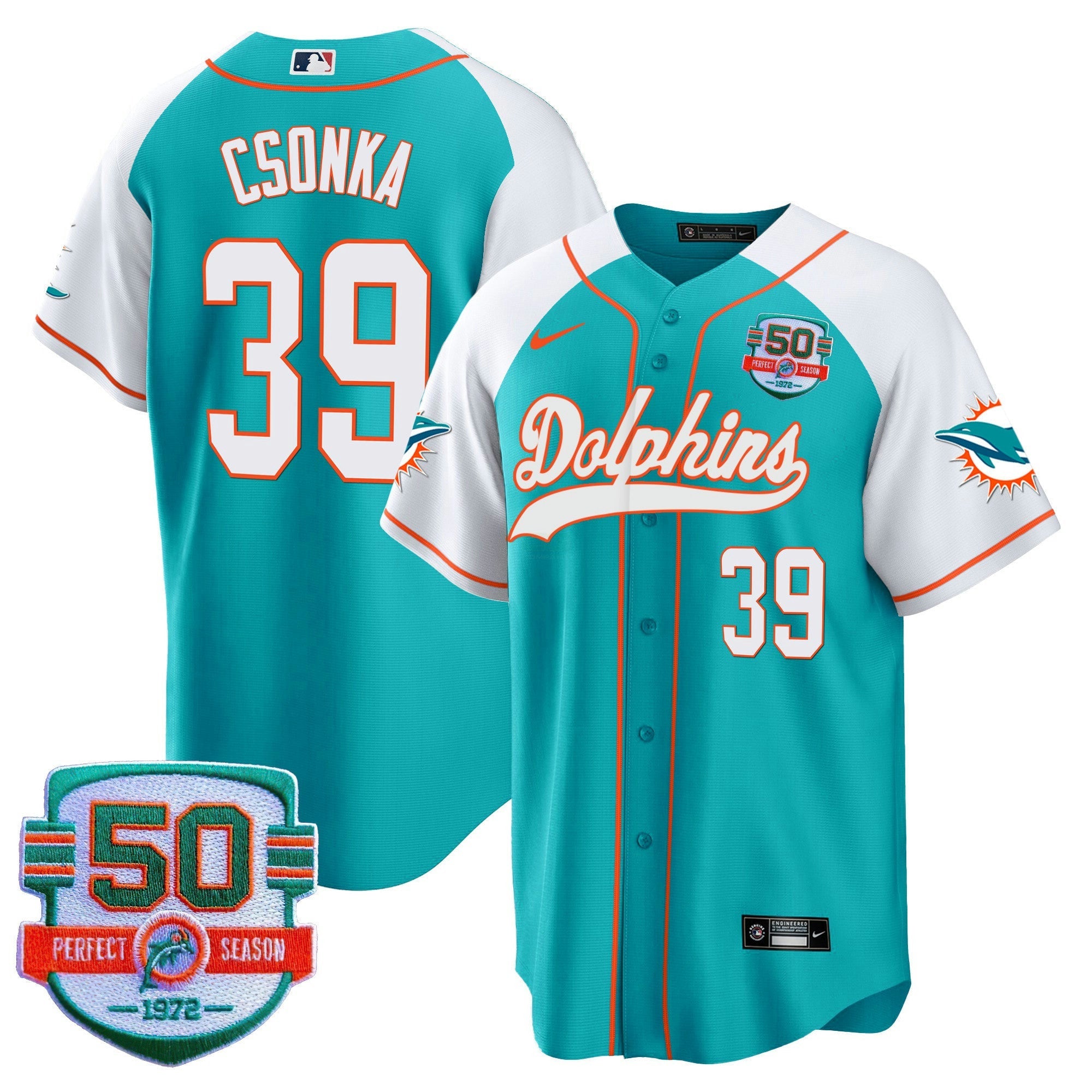 Camisa NFL Men’s 50th 1972 Perfect Season Patch Jersey