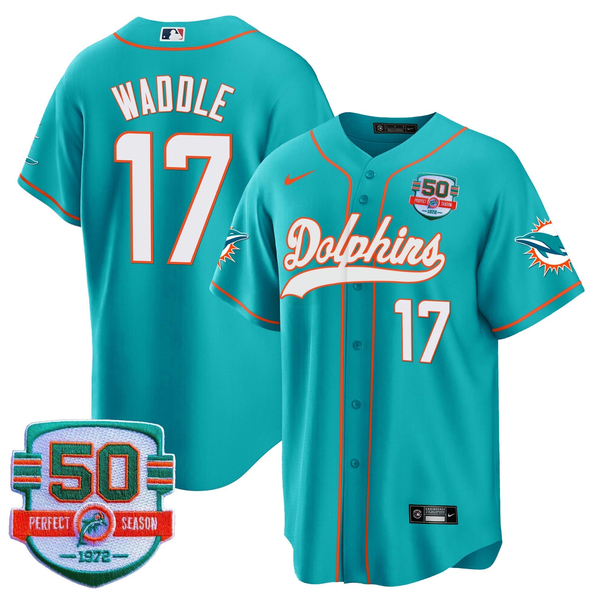 Camisa NFL Men’s 50th 1972 Perfect Season Patch Jersey