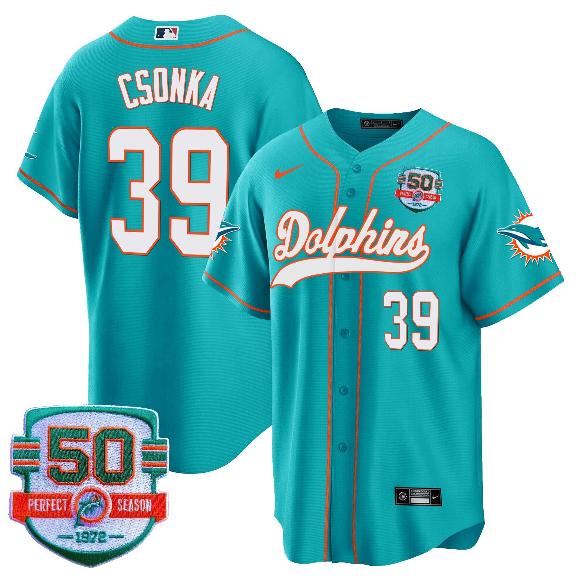 Camisa NFL Men’s 50th 1972 Perfect Season Patch Jersey