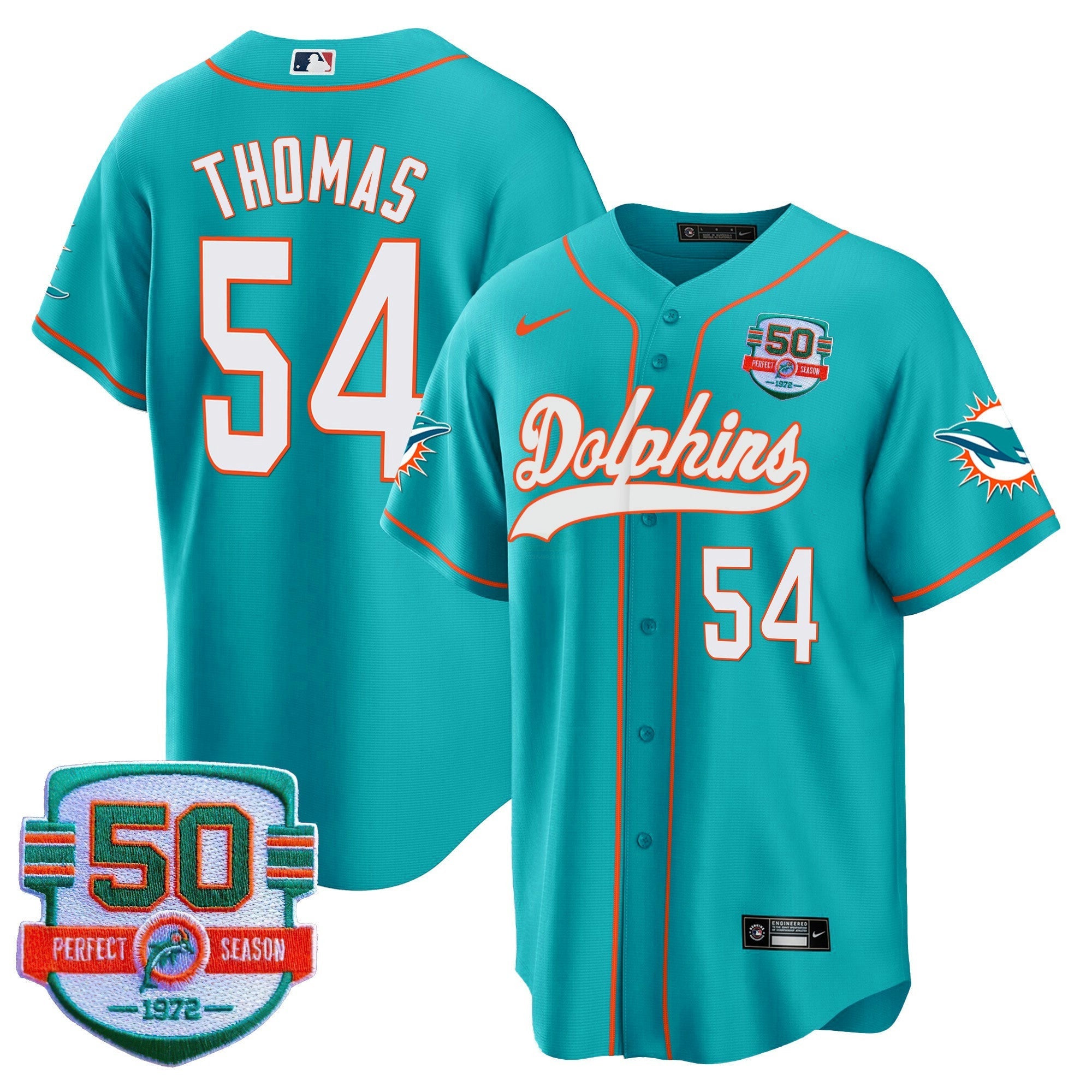 Camisa NFL Men’s 50th 1972 Perfect Season Patch Jersey