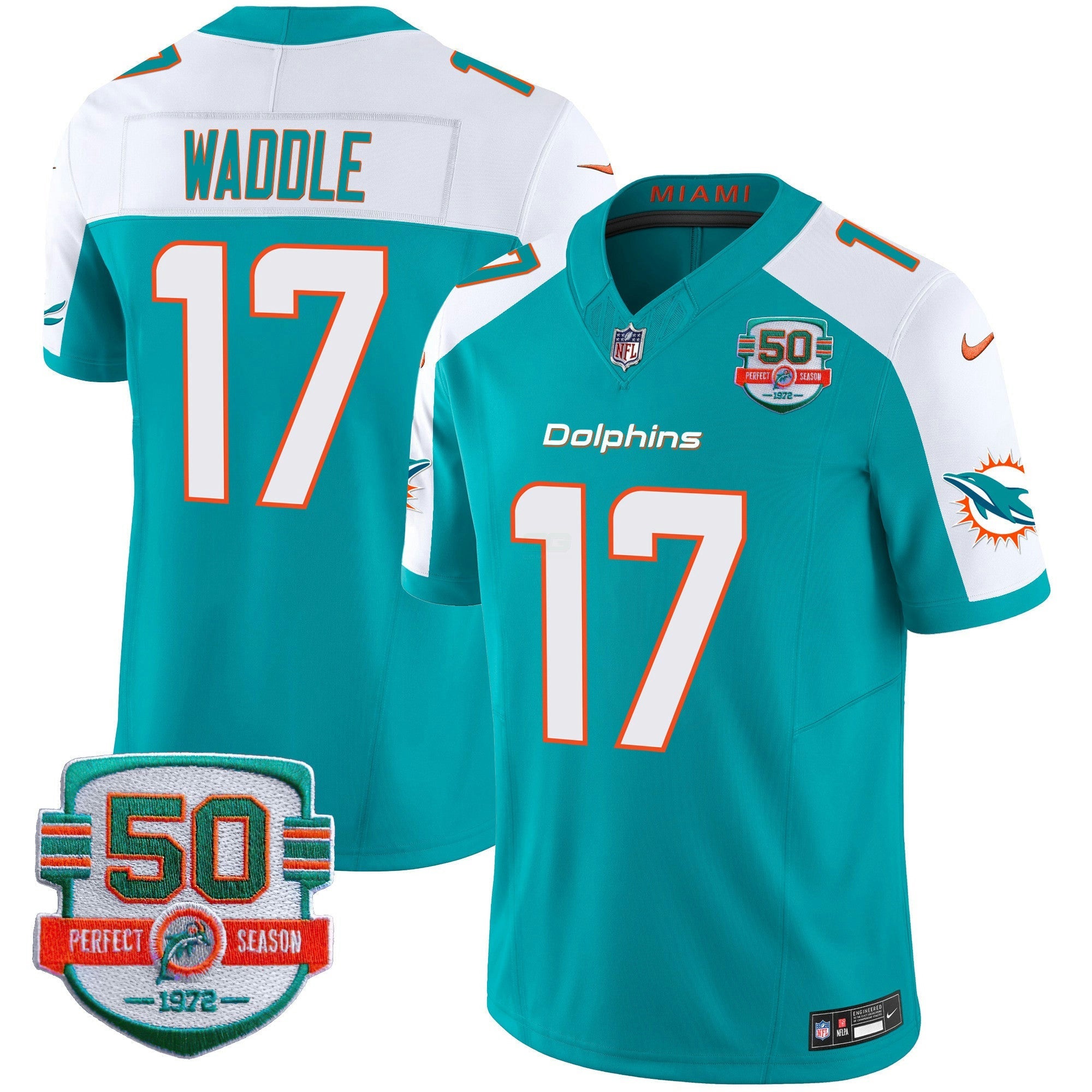 Camisa NFL Men’s 50th 1972 Perfect Season Patch Vapor Jersey