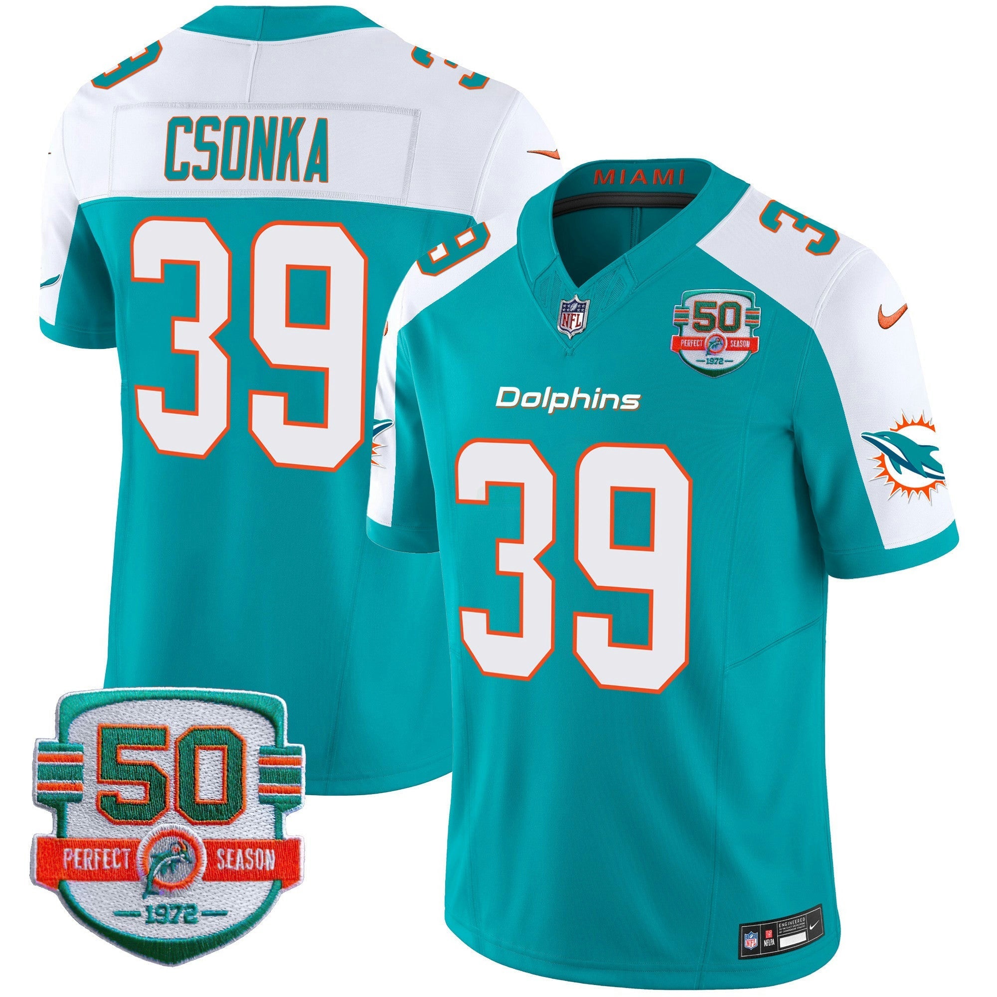 Camisa NFL Men’s 50th 1972 Perfect Season Patch Vapor Jersey