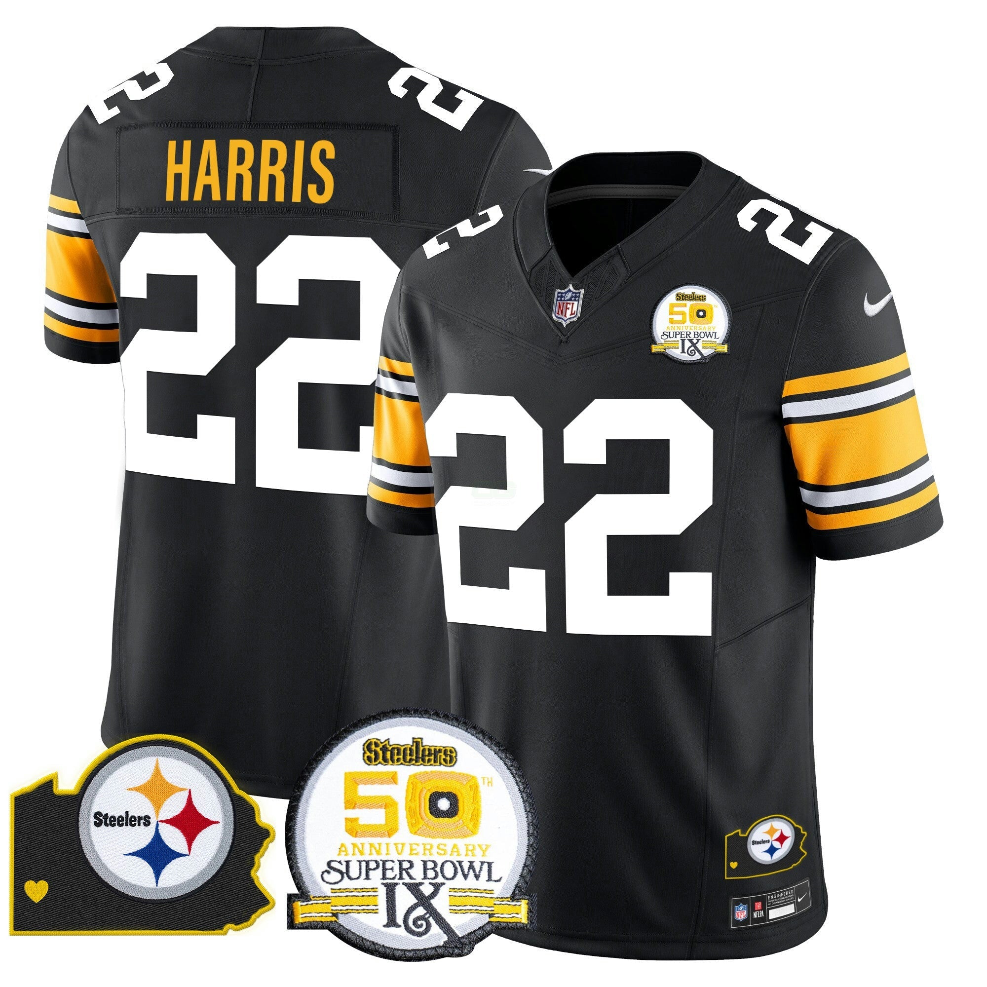 Camisa NFL Men’s 50th Anniversary Of Super Bowl IX & Map Patch Vapor Limited Jersey