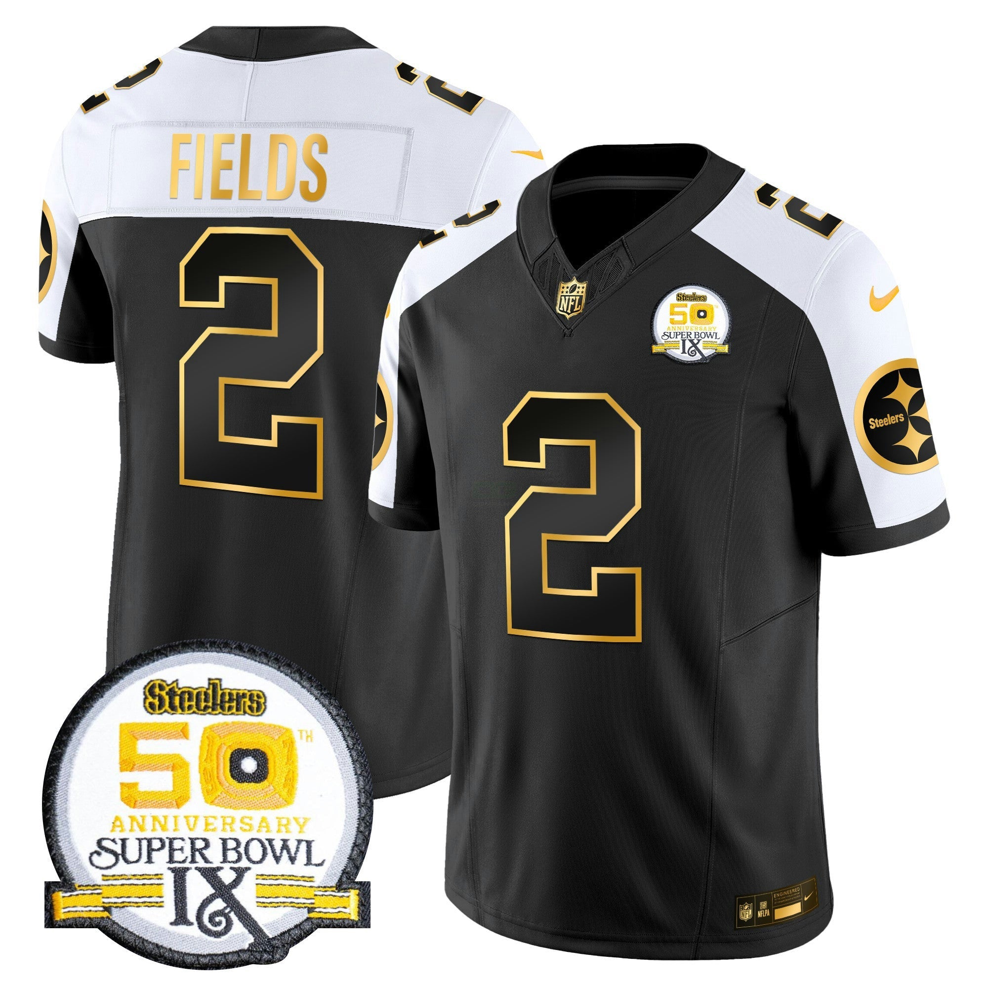 Camisa NFL Men’s 50th Anniversary of Super Bowl IX Patch Dourada Vapor Limited Jersey