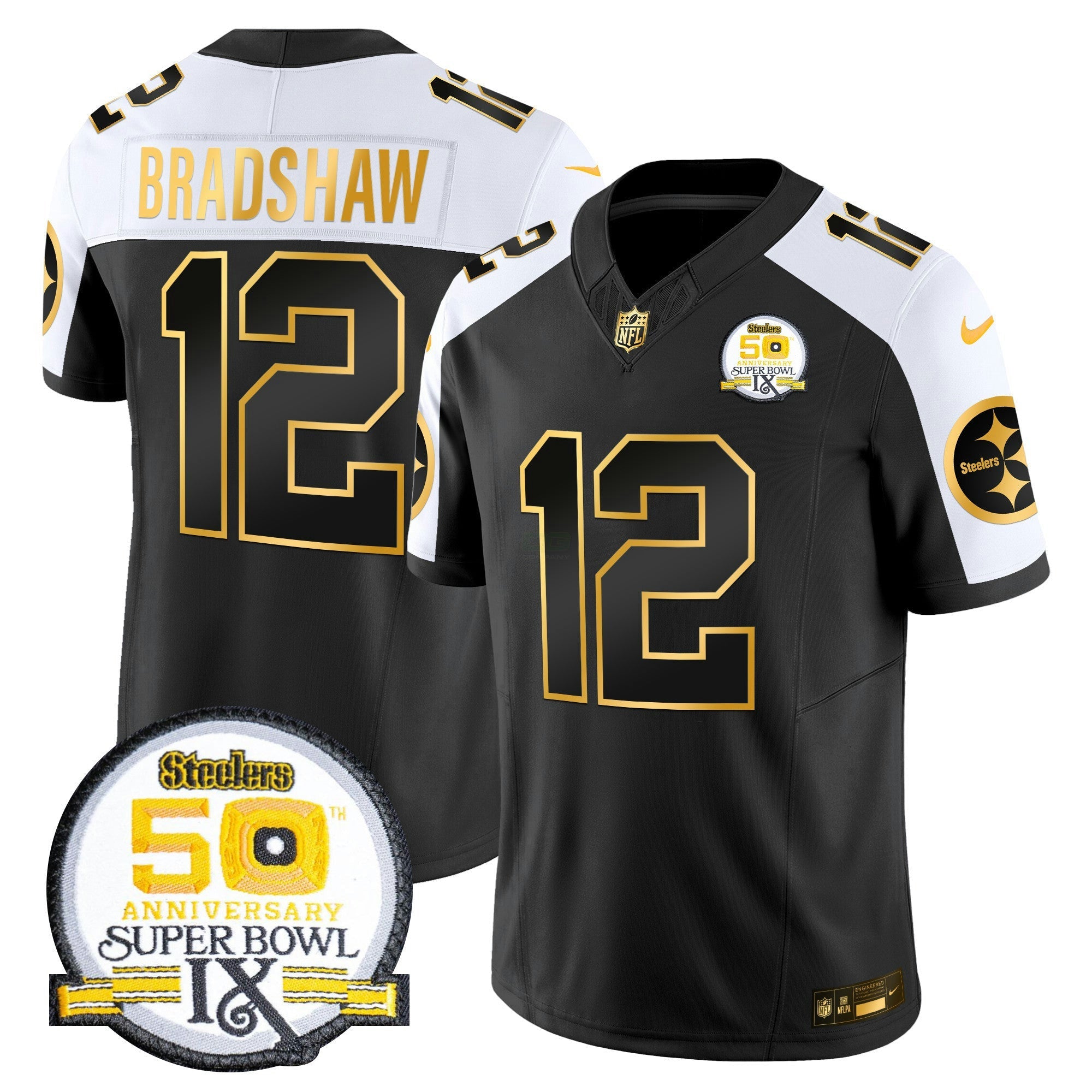 Camisa NFL Men’s 50th Anniversary of Super Bowl IX Patch Dourada Vapor Limited Jersey