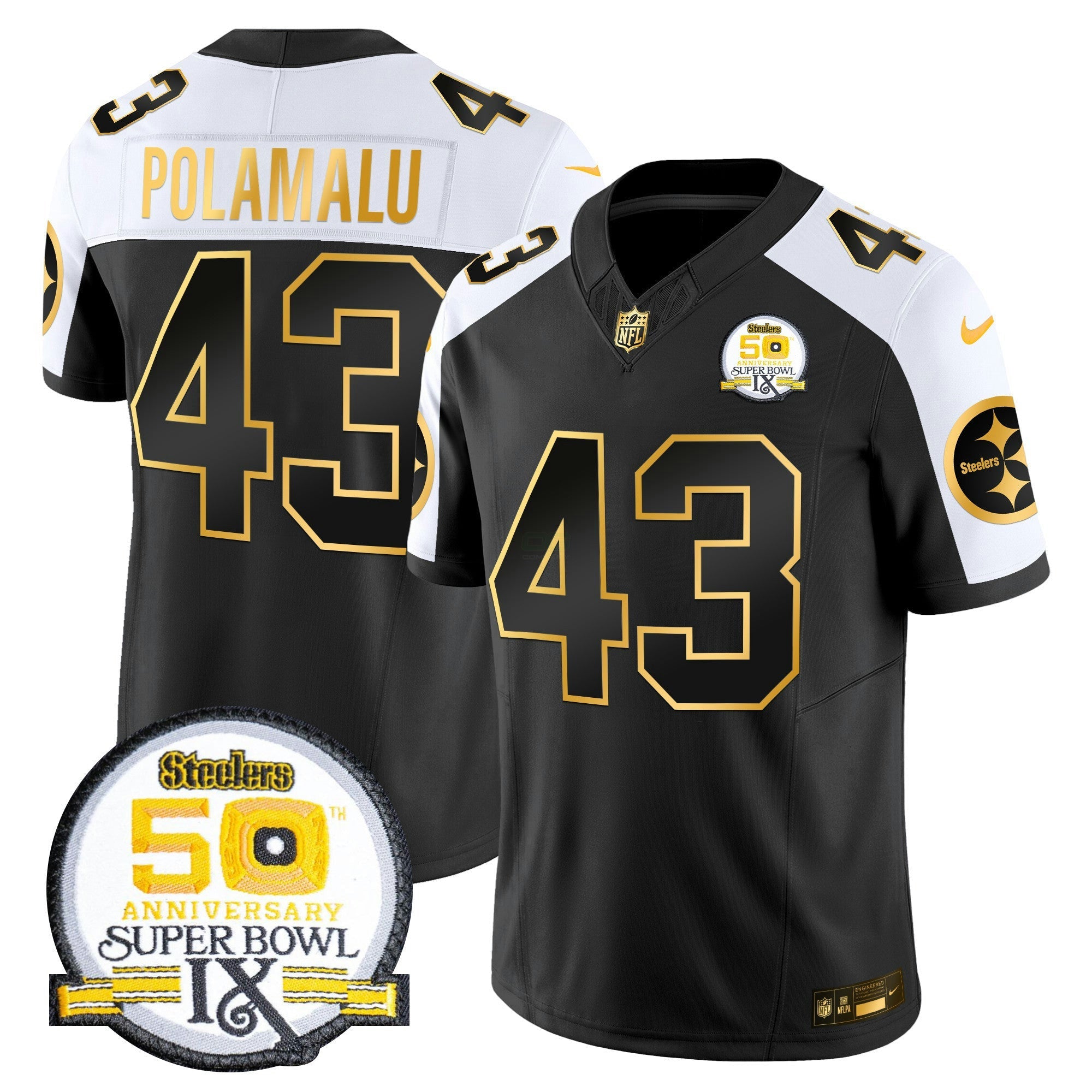 Camisa NFL Men’s 50th Anniversary of Super Bowl IX Patch Dourada Vapor Limited Jersey