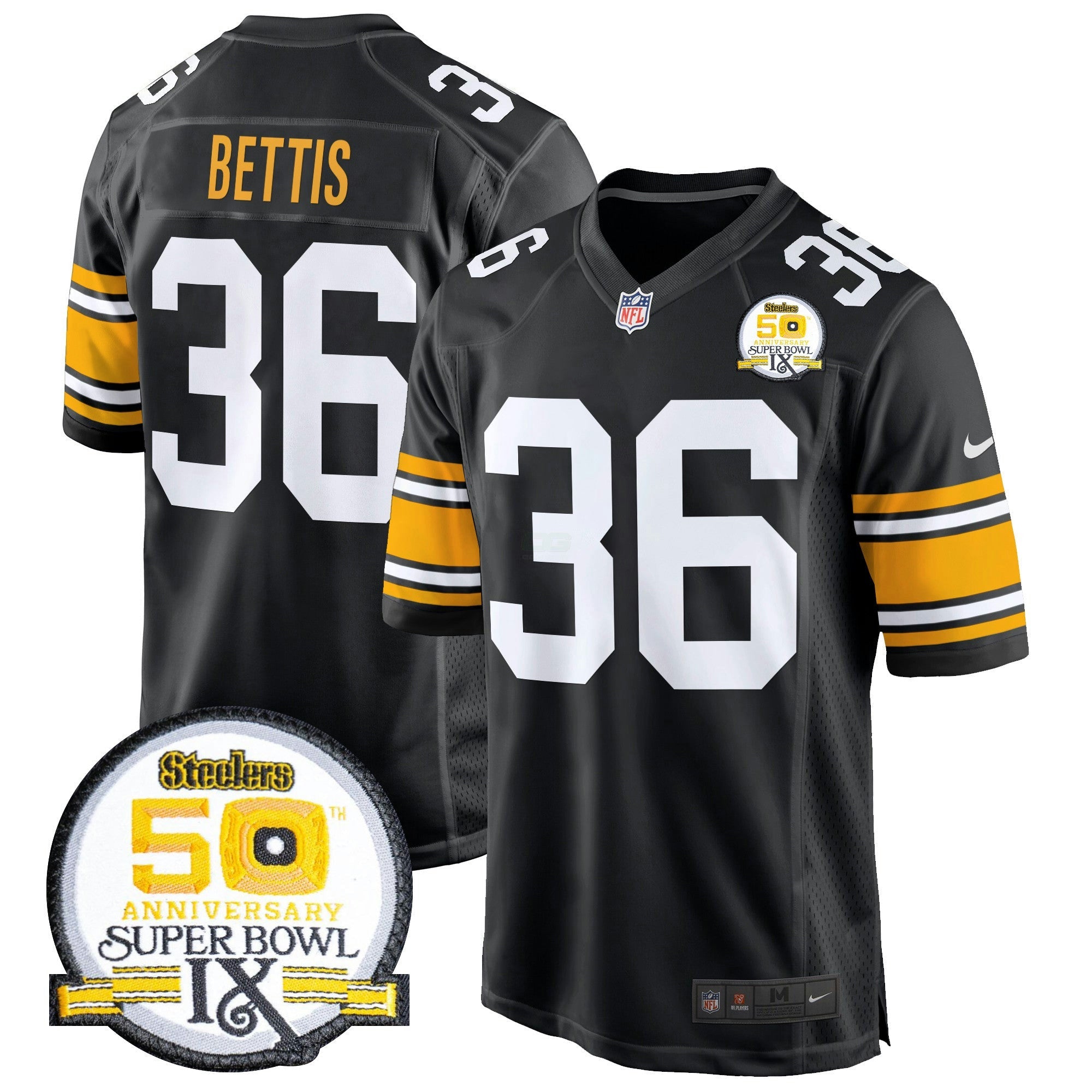 Camisa NFL Men’s 50th Anniversary Of Super Bowl IX Patch Game Jersey