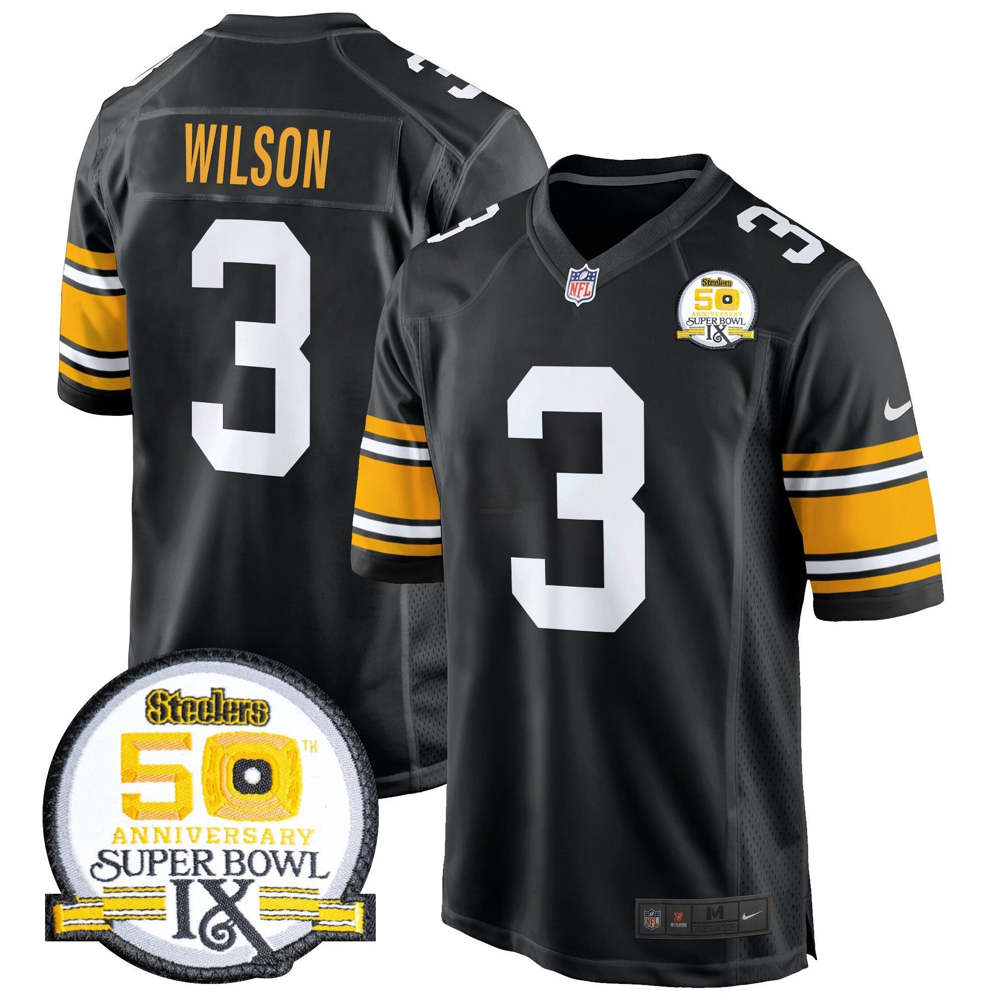 Camisa NFL Men’s 50th Anniversary Of Super Bowl IX Patch Game Jersey