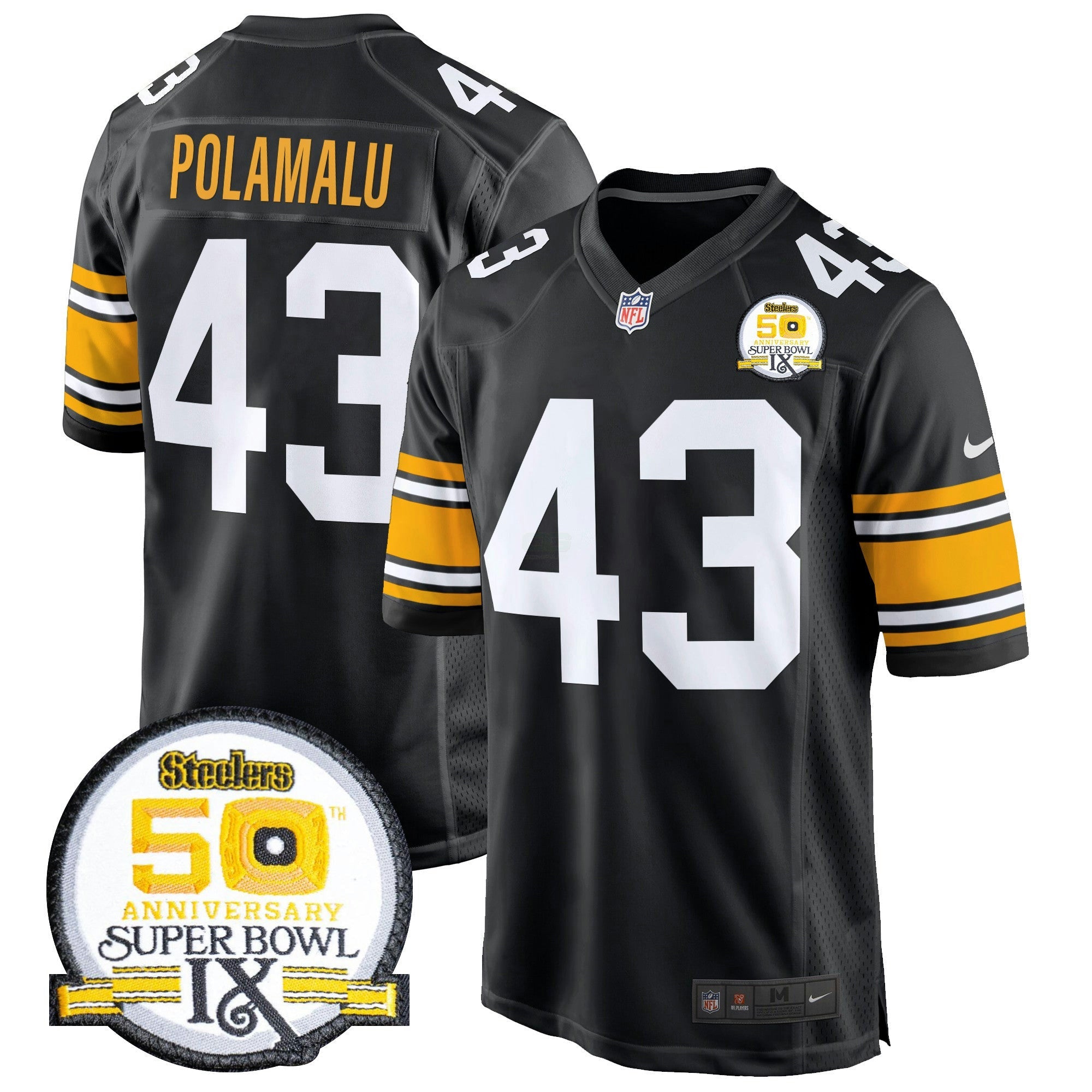 Camisa NFL Men’s 50th Anniversary Of Super Bowl IX Patch Game Jersey
