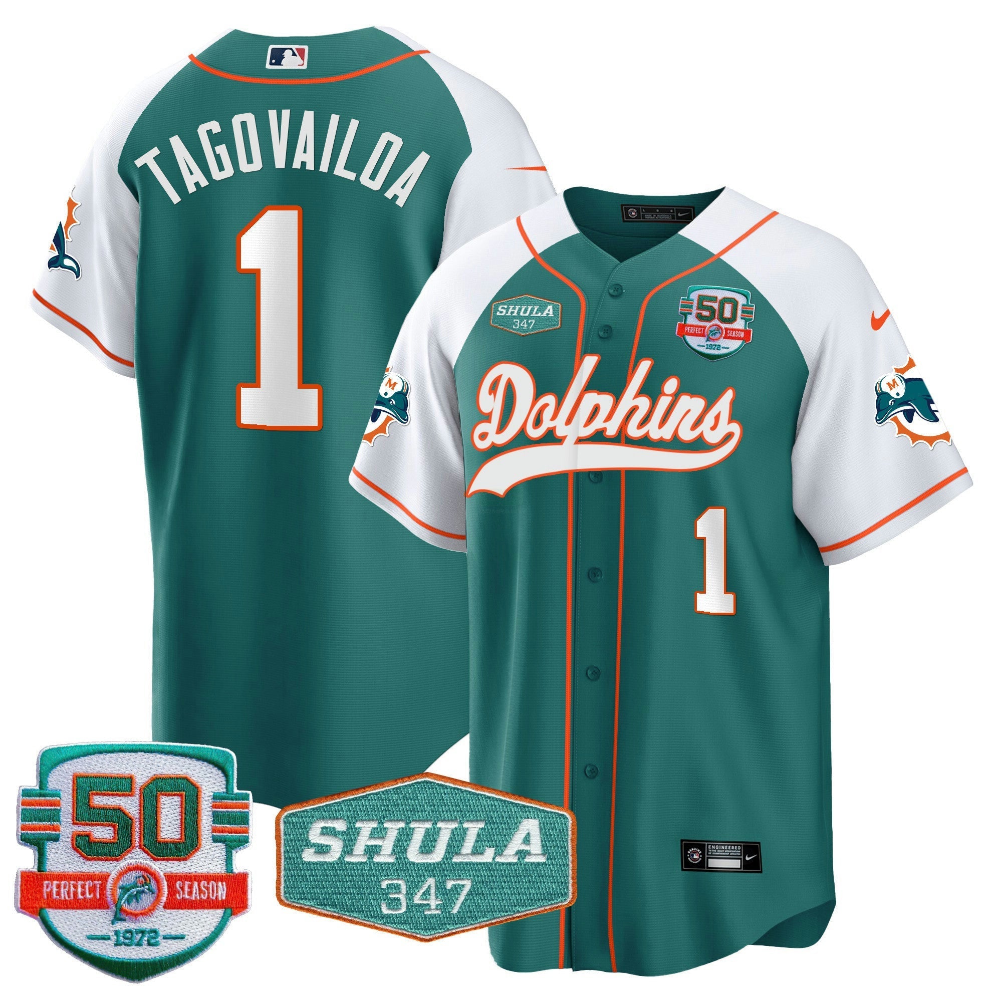 Camisa NFL Men’s 50th & Don Shula 347 Memorial Patch Jersey