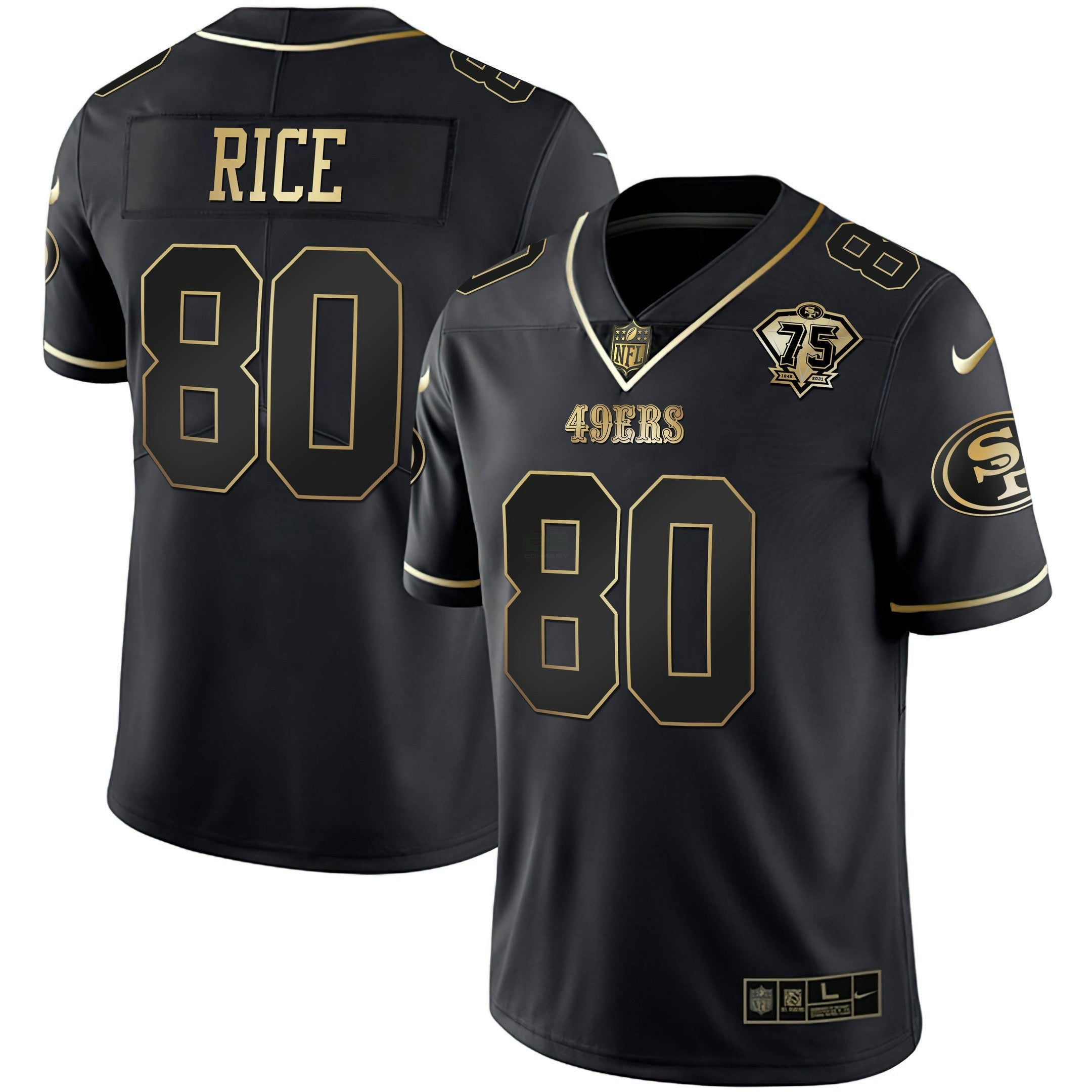 Camisa NFL Men’s 75th Anniversary Patch Branca Dourada & Preta Dourada
