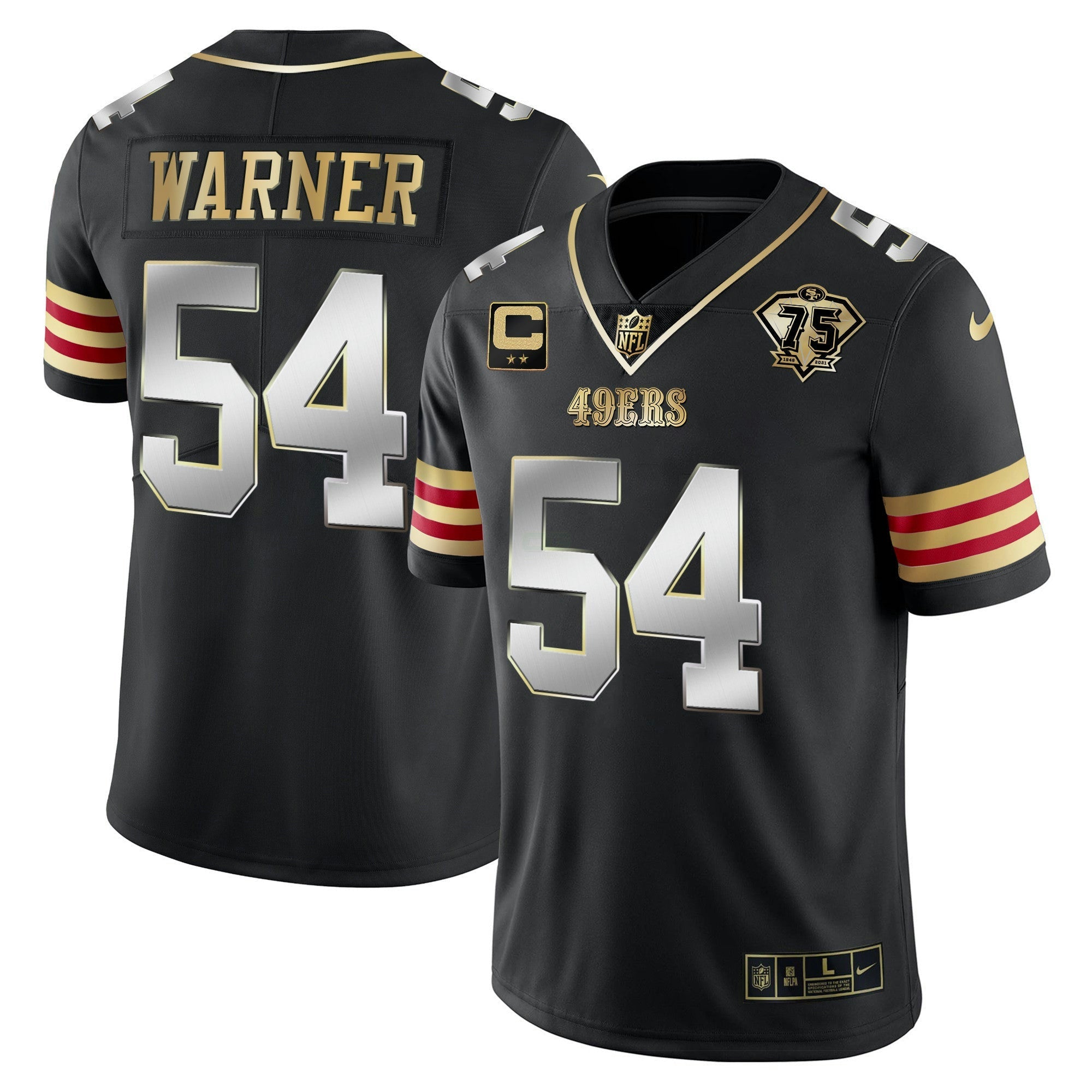 Camisa NFL Men’s 75th Anniversary Patch Vapor Dourada Jersey V2