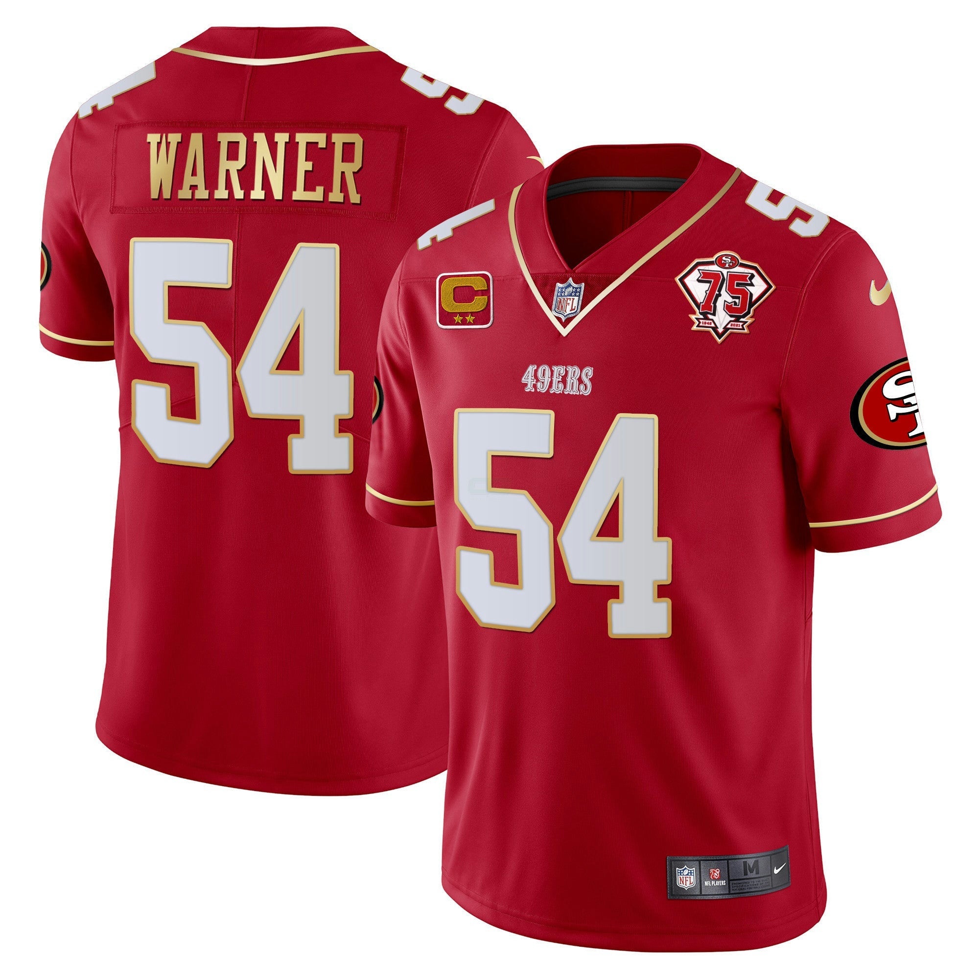 Camisa NFL Men’s 75th Anniversary Patch Vapor Dourada Trim Jersey V2