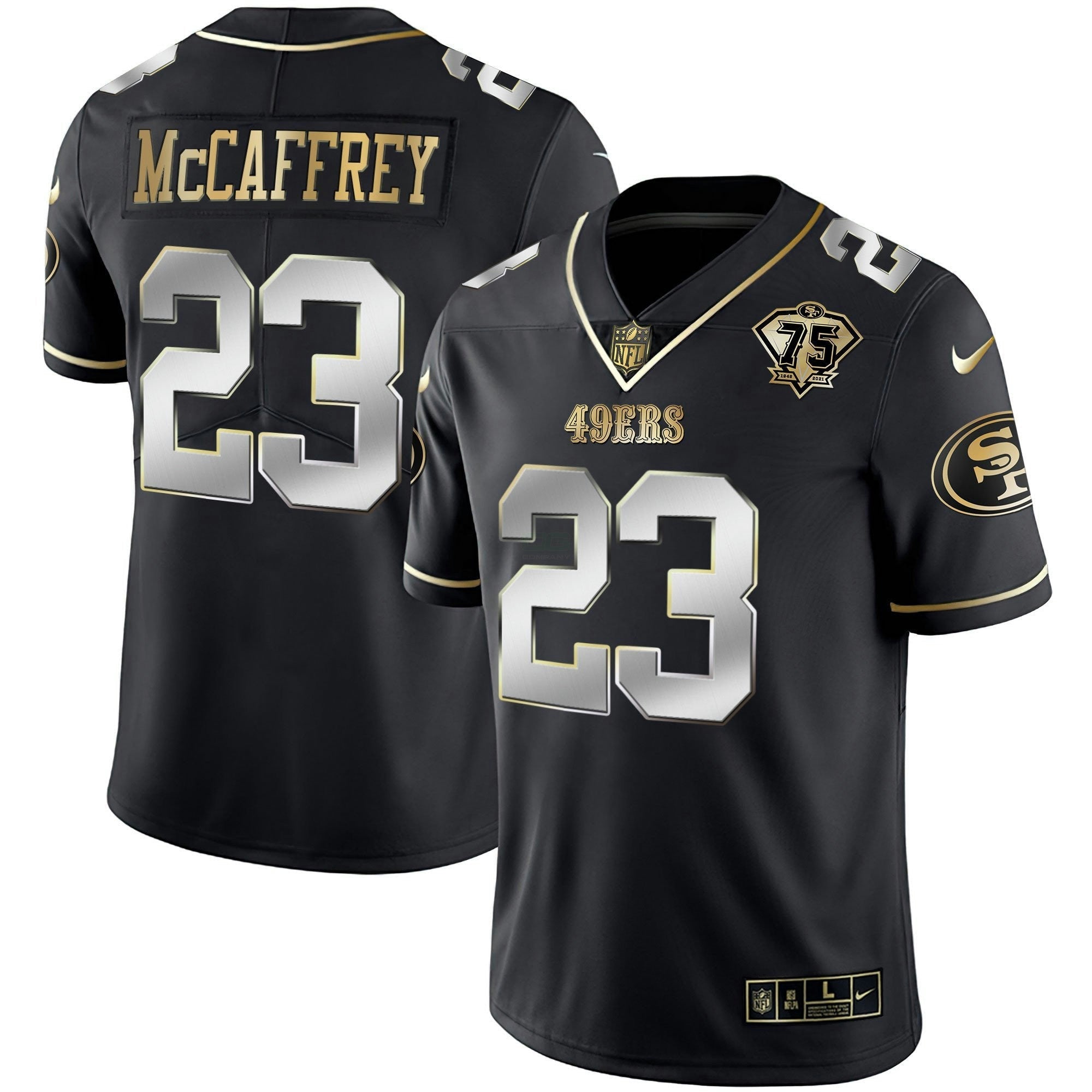 Camisa NFL Men’s 75th Anniversary Patch Vapor Preta Vermelha Dourada Limited