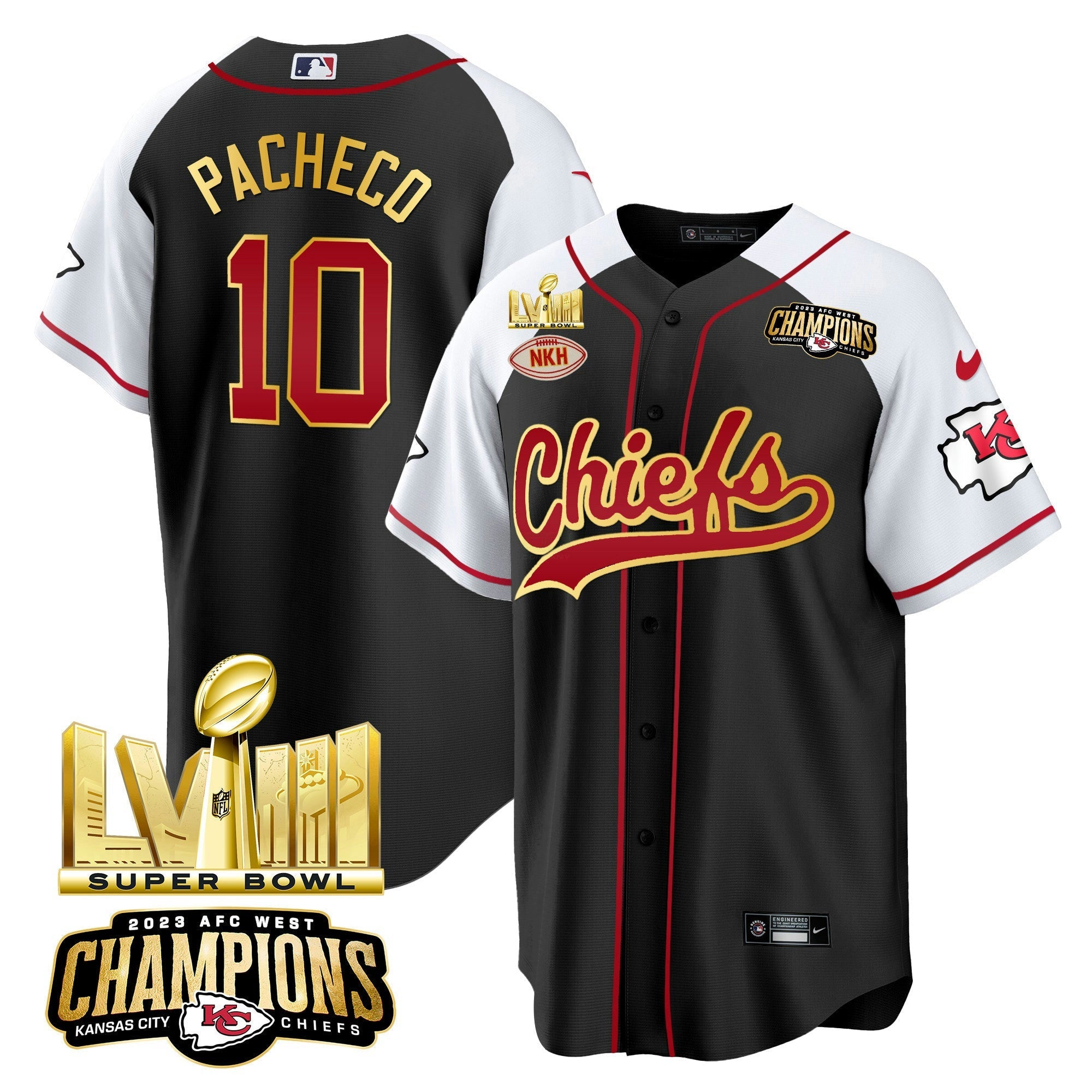 Camisa NFL Men’s AFC West Champions & Super Bowl LVIII Dourada Patch Jersey