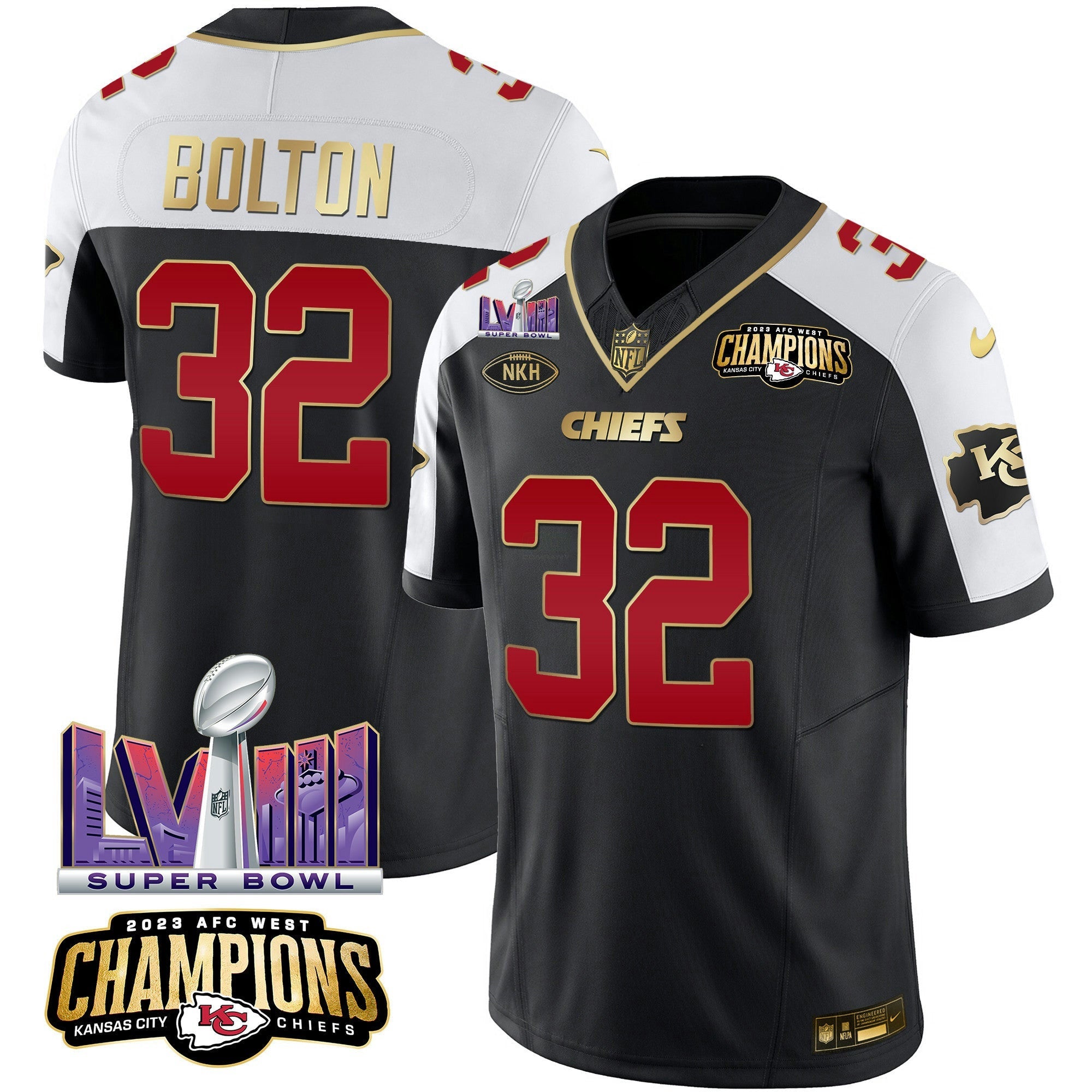 Camisa NFL Men’s AFC West Champions & Super Bowl LVIII Patch Vapor Jersey