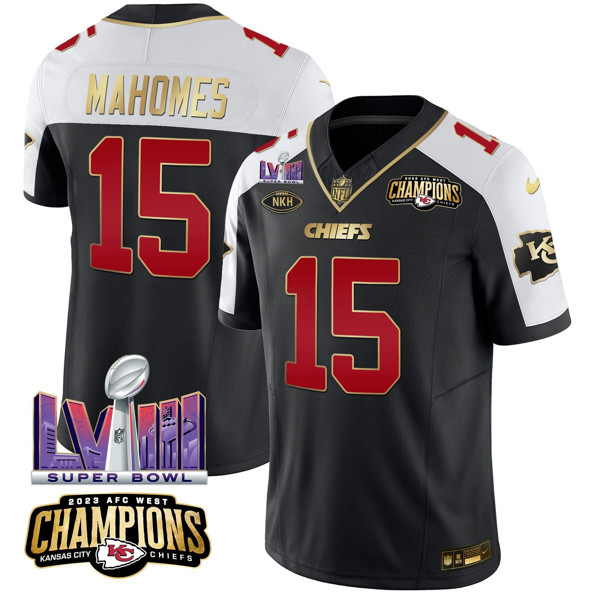 Camisa NFL Men’s AFC West Champions & Super Bowl LVIII Patch Vapor Jersey