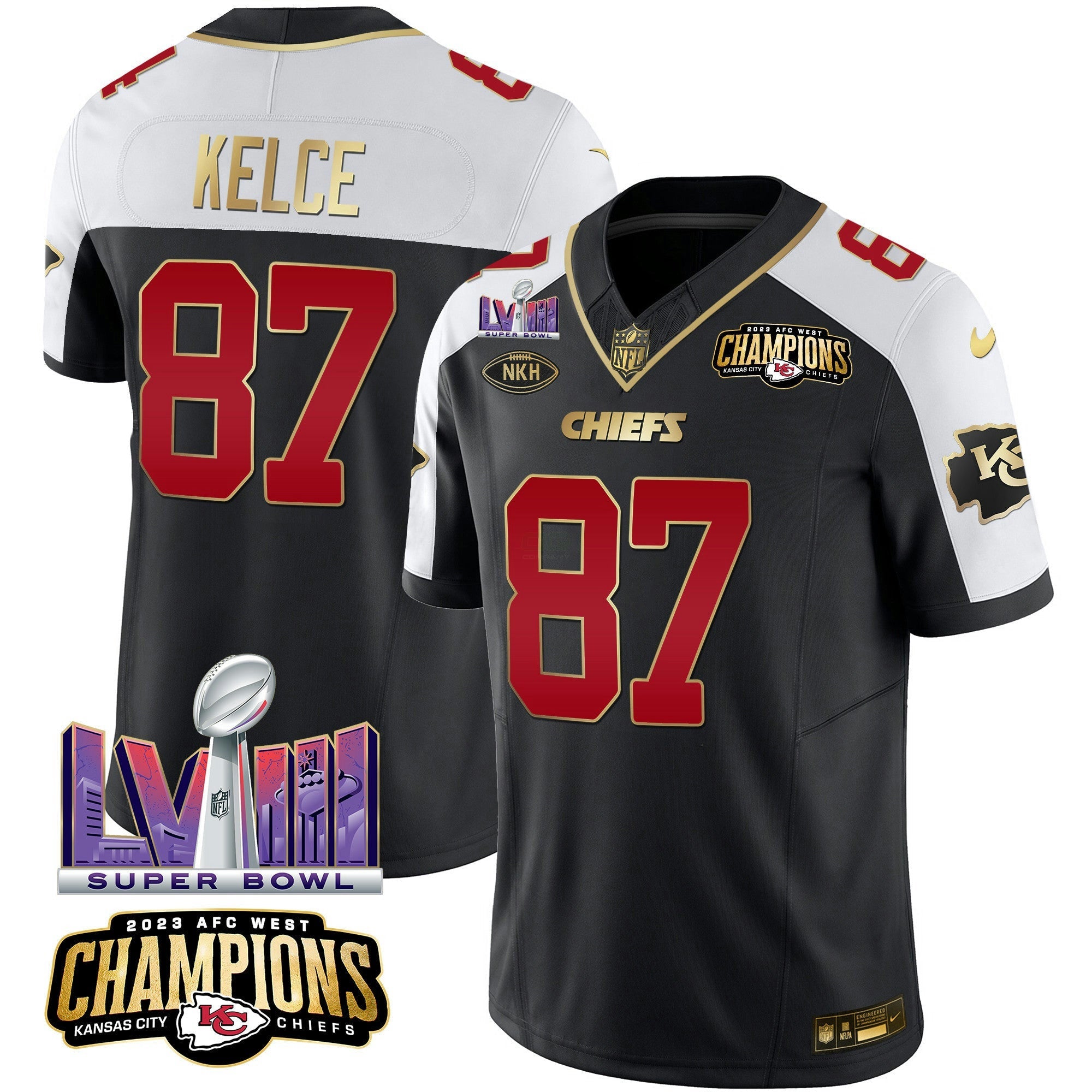 Camisa NFL Men’s AFC West Champions & Super Bowl LVIII Patch Vapor Jersey