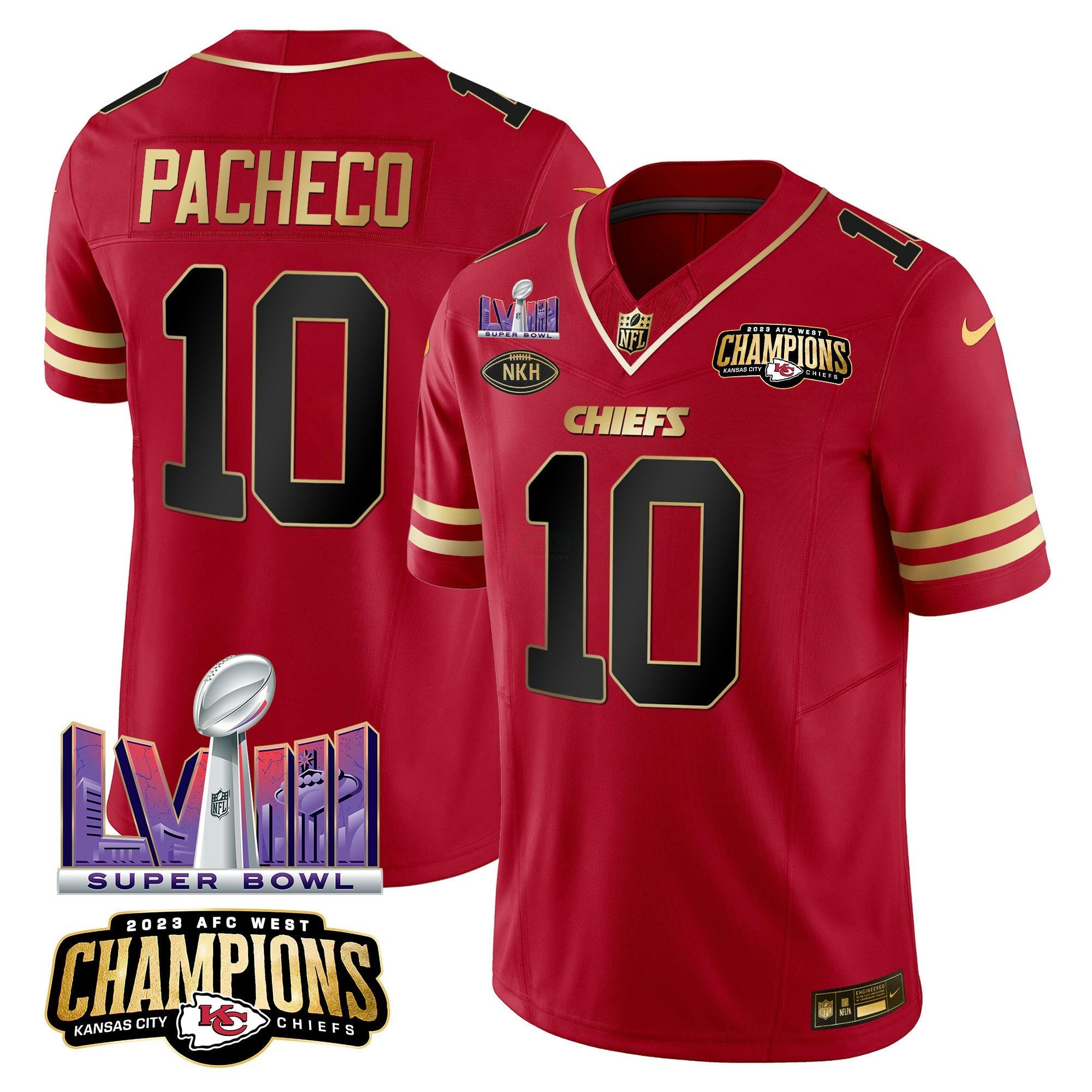 Camisa NFL Men’s AFC West Champions & Super Bowl LVIII Patch Vapor Jersey
