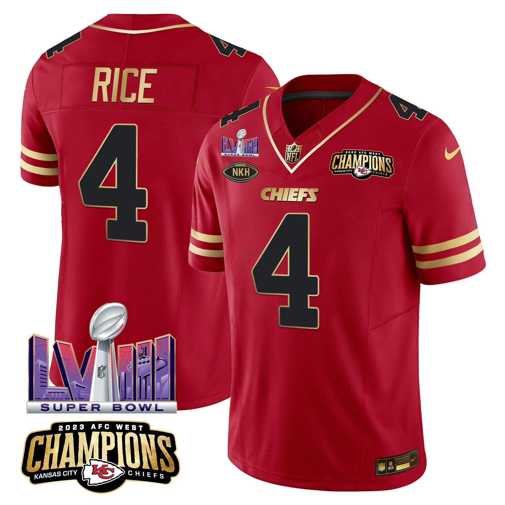Camisa NFL Men’s AFC West Champions & Super Bowl LVIII Patch Vapor Jersey