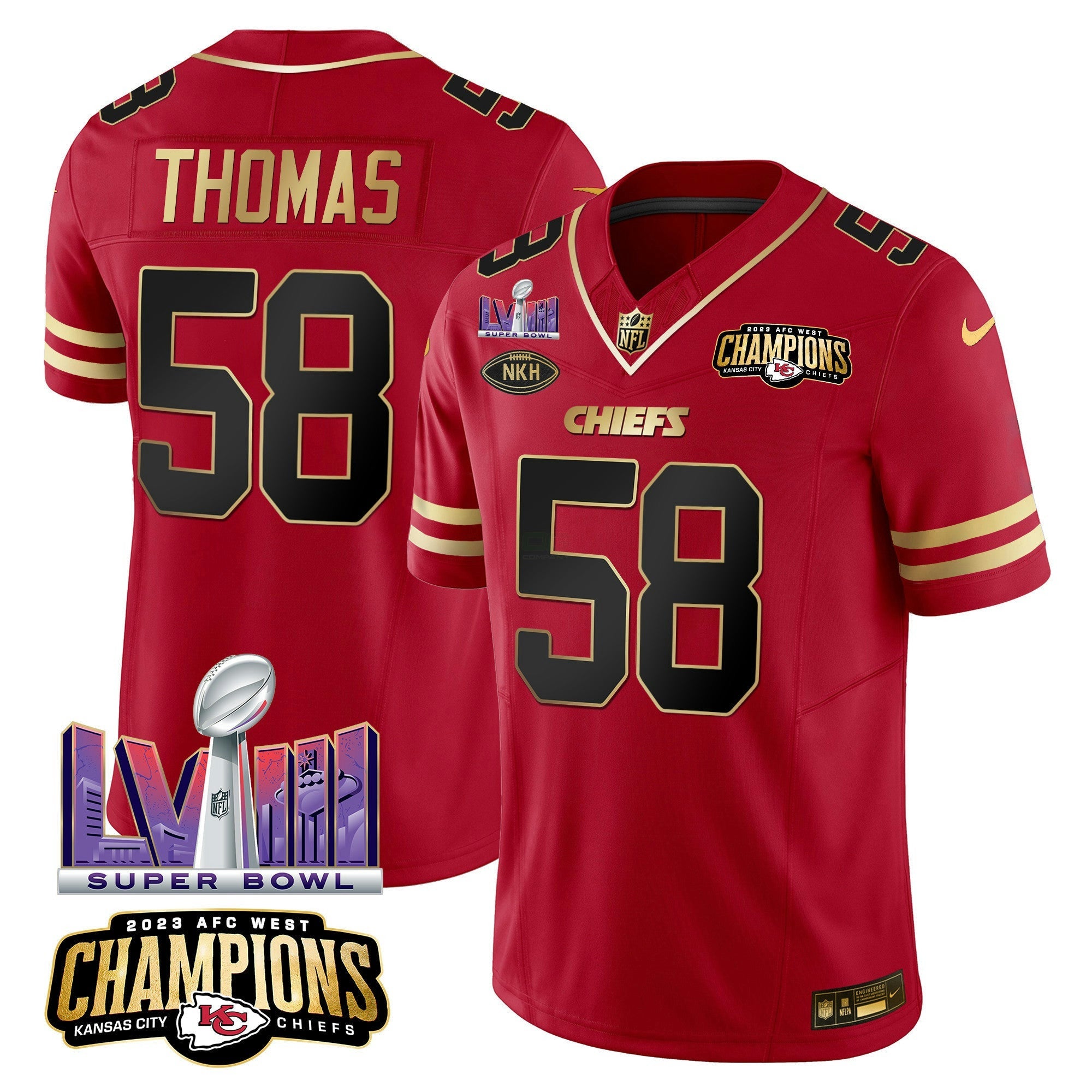 Camisa NFL Men’s AFC West Champions & Super Bowl LVIII Patch Vapor Jersey
