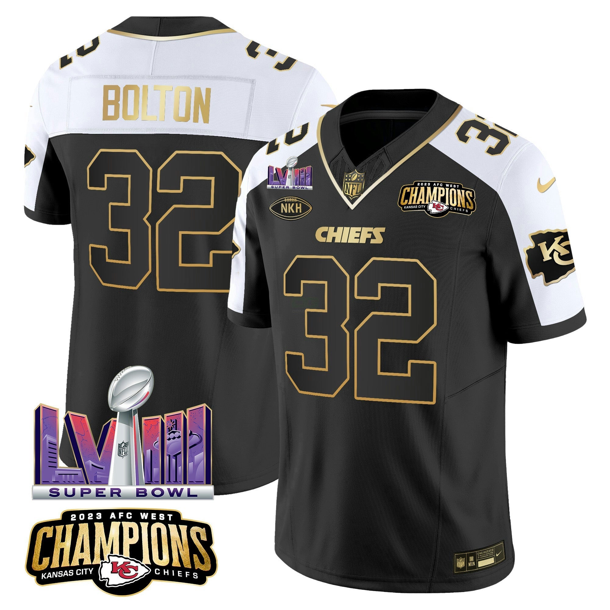 Camisa NFL Men’s AFC West Champions & Super Bowl LVIII Patch Vapor Jersey V2