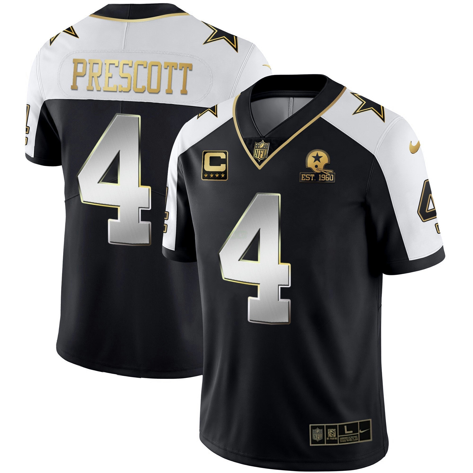 Camisa NFL Men’s Alternativa Vapor Preta Dourada & Azul Marinho Dourada Limited
