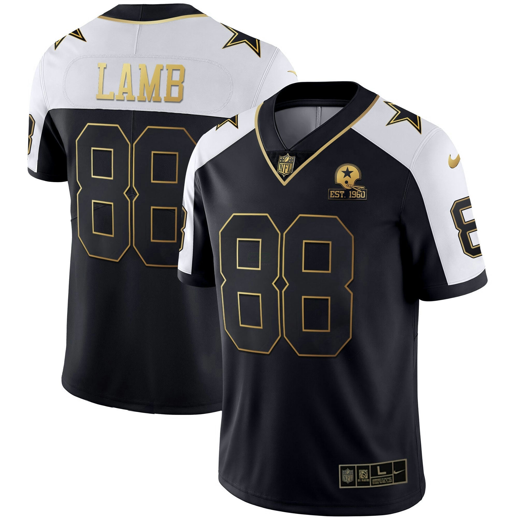 Camisa NFL Men’s Alternativa Vapor Preta Dourada & Azul Marinho Dourada Limited